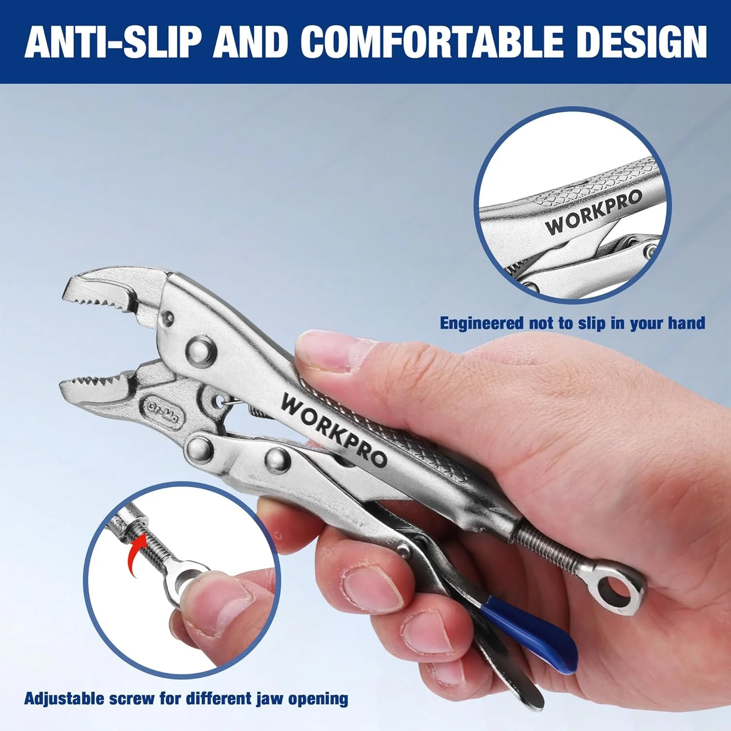 WORKPRO 5" Curved Jaw Locking Pliers with Screw Extractor, CR-MO Steel Construction with Perforated Screw, Multipurpose Clamping Tool for Automotive, Welding, and Home DIY - Image 4