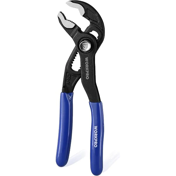 WORKPRO 5-Inch Water Pump Pliers, CR-V Plumbing Lock Plier, Quick Adjust Groove Joint Pliers, V-Jaw Quick Release Push Lock Pliers with Comfortable Grips