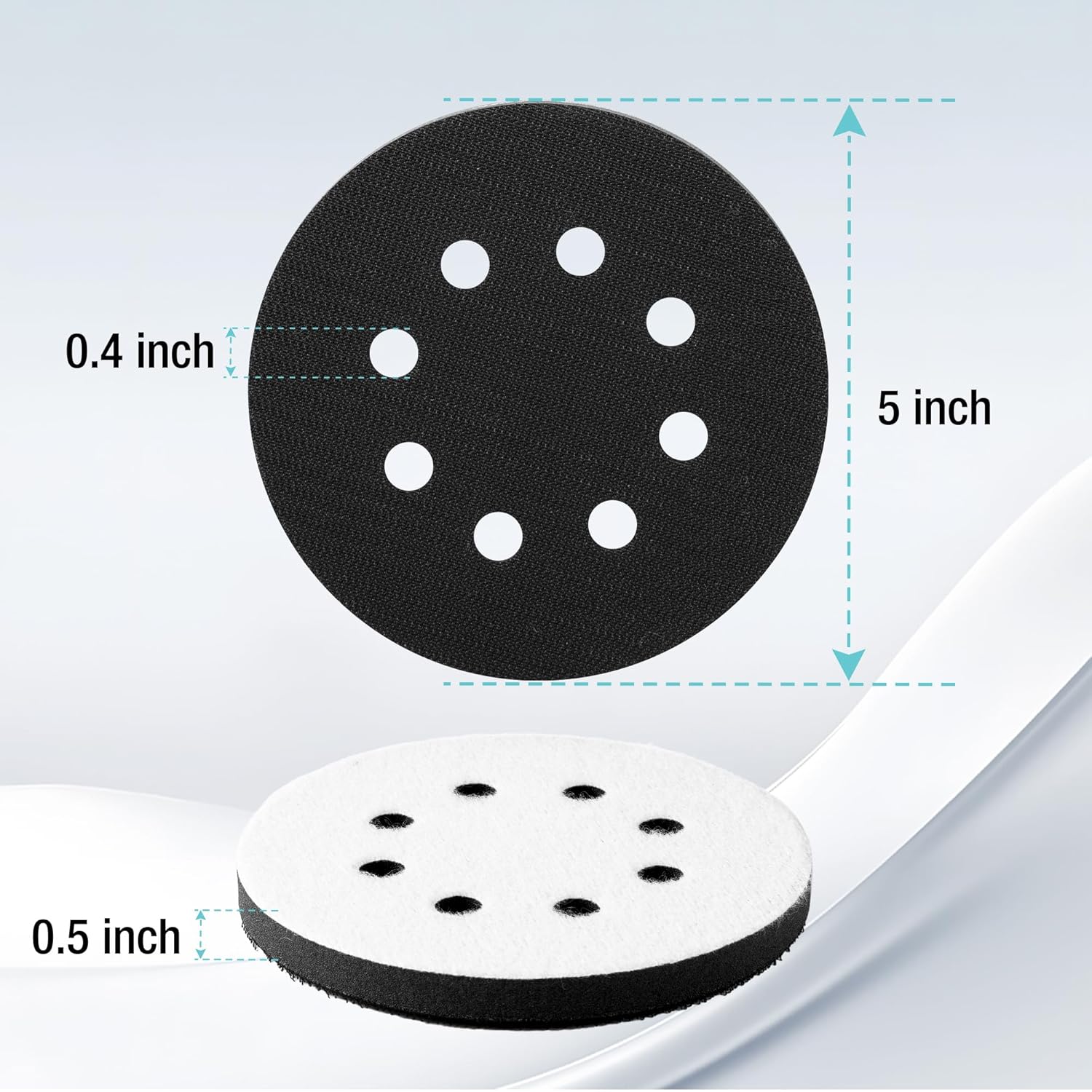 WORKPRO 5 Inch Orbital Sander Interface Pads and Sanding Discs, 4 Foam Buffer Pads & 8 Grit Sandpaper (80/120/240/320), 8 Hole Hook and Loop Soft Cushion Sponge Backing for Sander - Image 3
