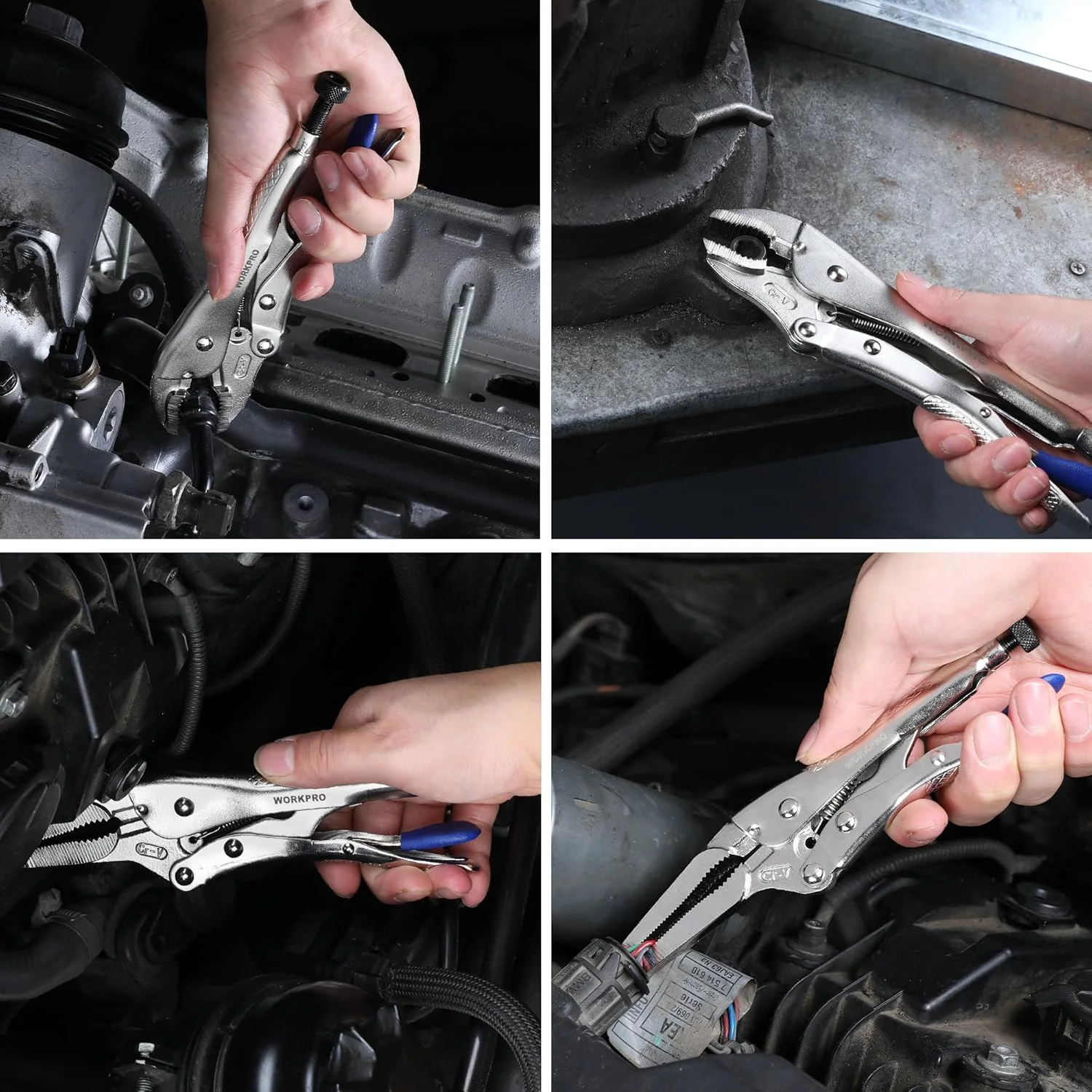 WORKPRO 5-Piece Locking Pliers Set with Hex Key Holes, Curved Jaw & Long Nose Vice Grips with 3pc Allen Wrenches for Maximum Locking Force, Fast Release - Image 7
