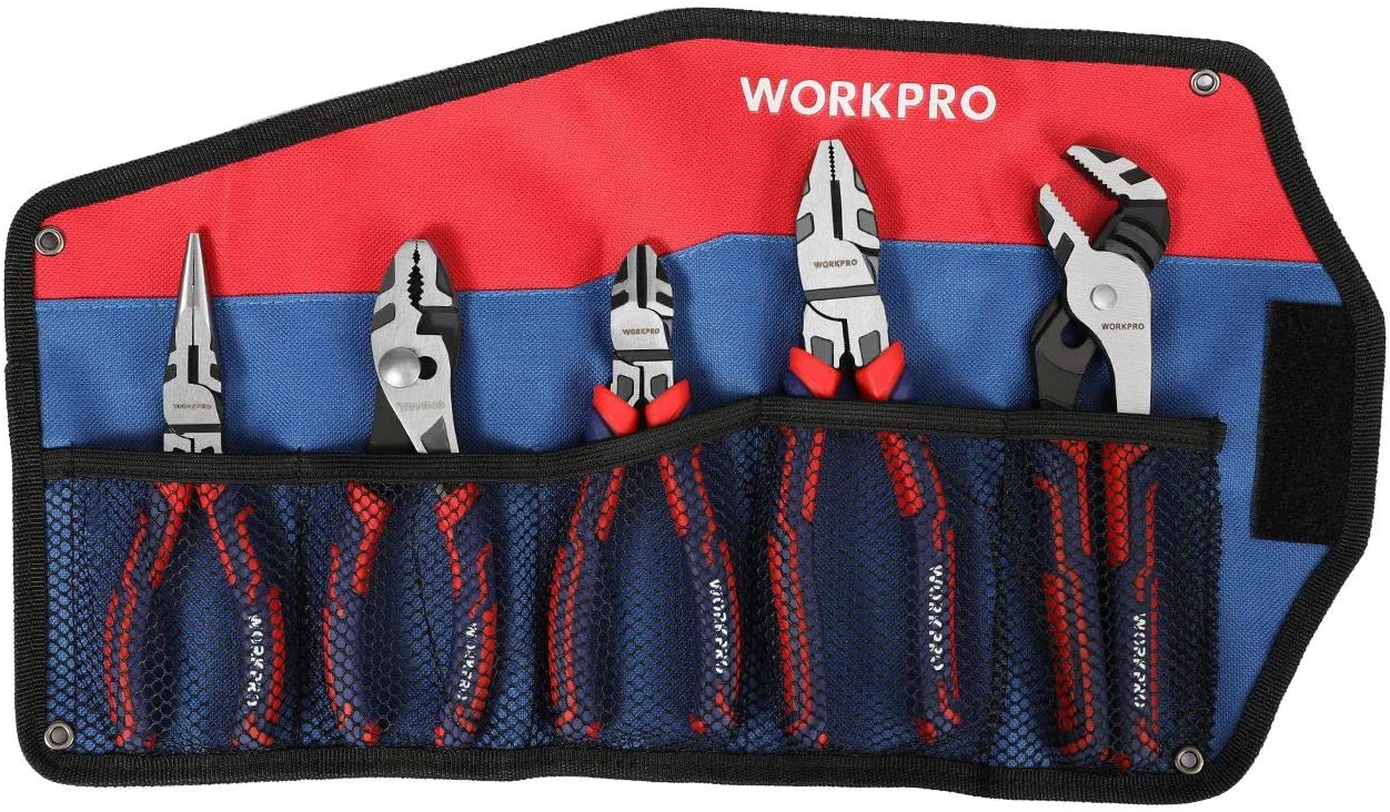 WORKPRO 5 Pcs Premium Cr-V Construction Pliers Set with Storage Pouch - Image 3