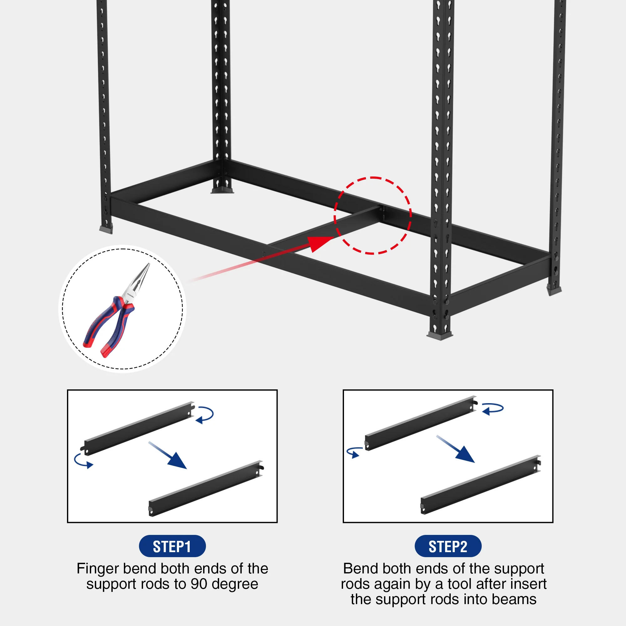 WORKPRO 5-Tier Adjustable Steel Shelving, 27-2/5”W x 11-7/10”D x 60”H, Heavy Duty Shelf with MDF Board, 1650 lbs Load Capacity (Total) - Image 6
