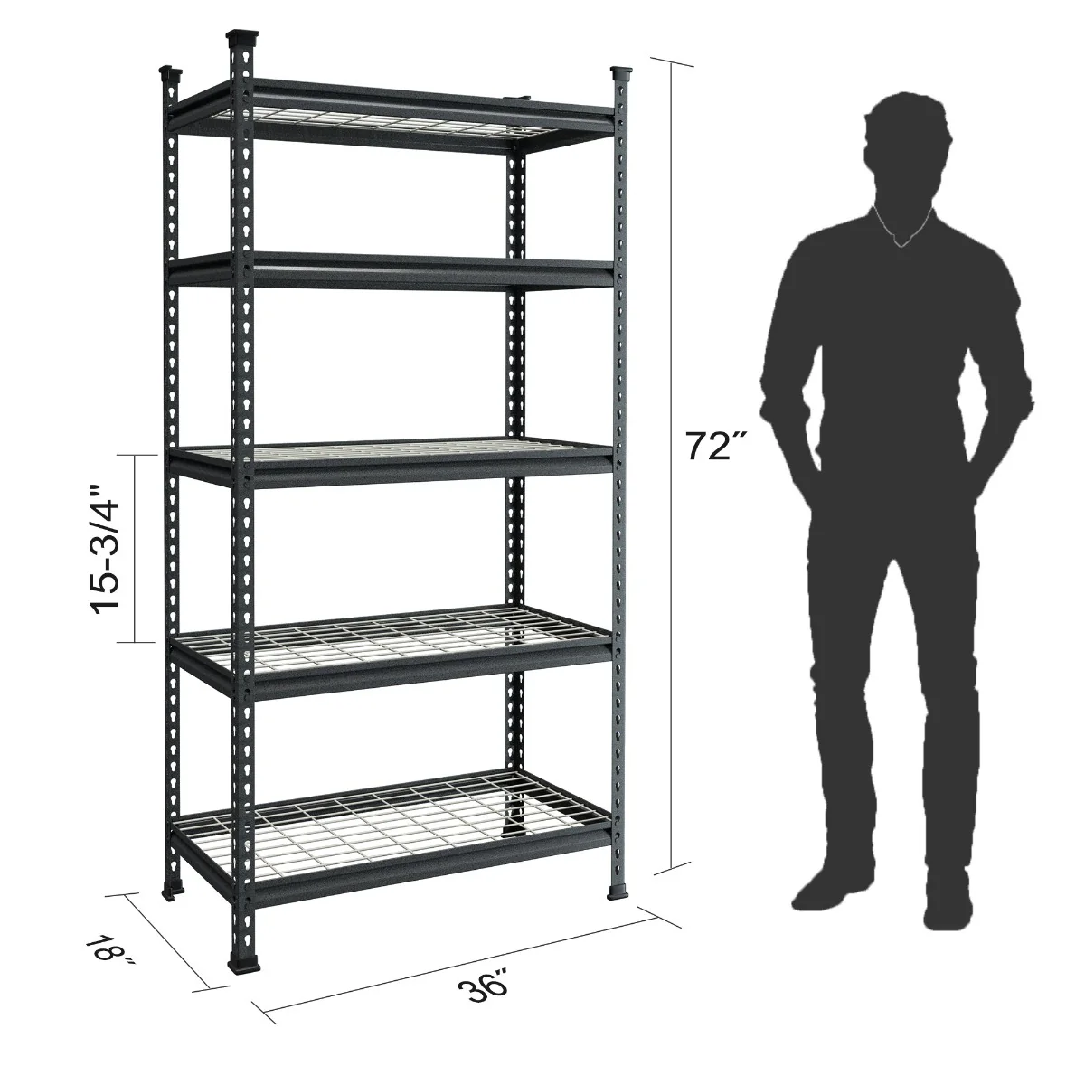 WorkPro 5-Tier Metal Storage Shelving Unit Adjustable Storage Rack Heavy Duty Shelf - Image 3