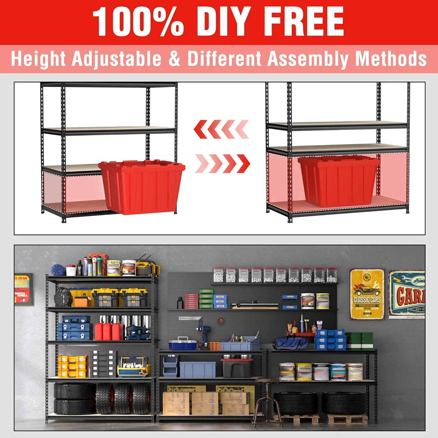 WORKPRO 5-Tier Shelving with Particle Board, 72" Hx36 Wx18 D, 4000LBS Load - Image 6