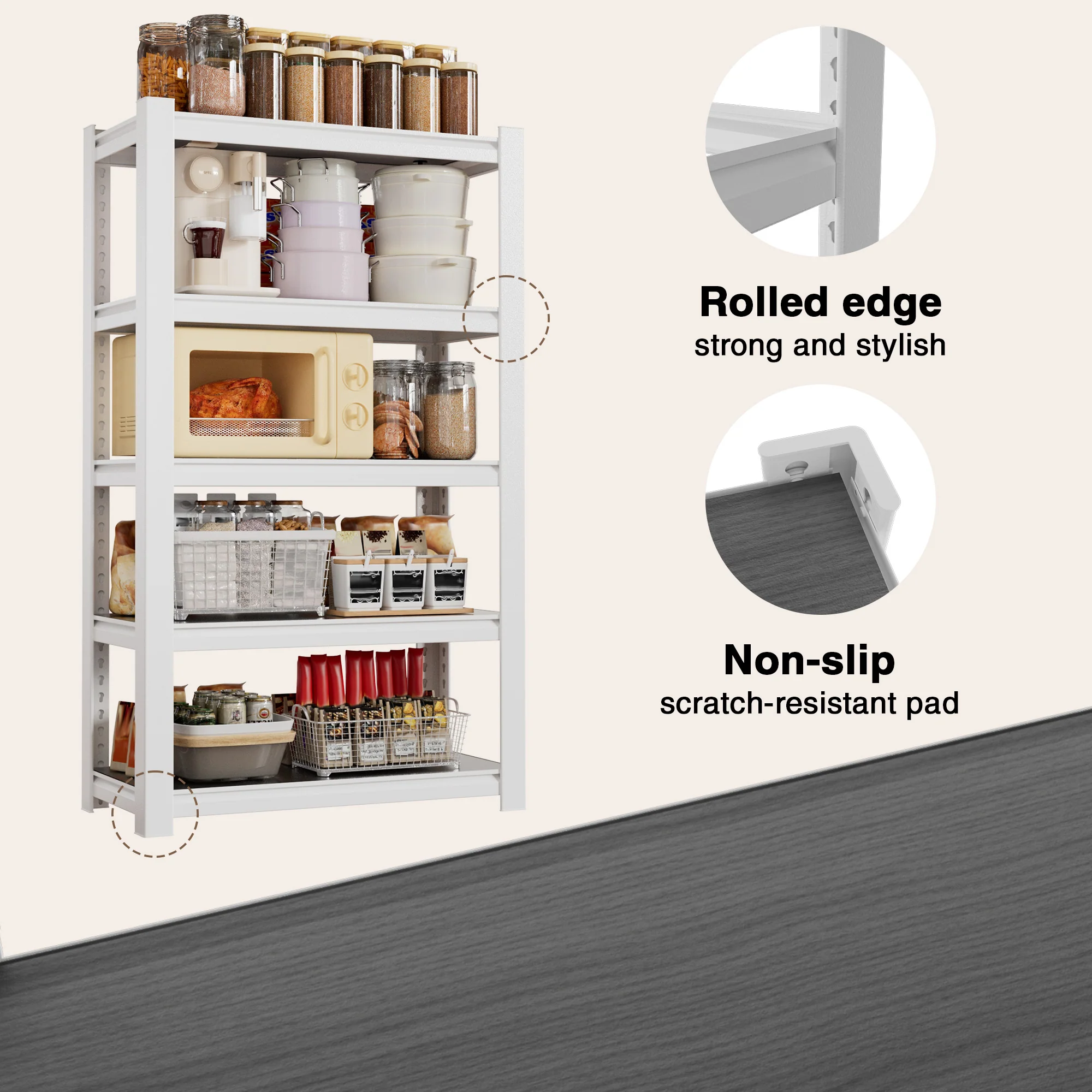 WORKPRO 5-Tier White Adjustable Boltless Garage Storage Shelving Unit, 24-1/10" ,3000lbs load Capacity - Image 5