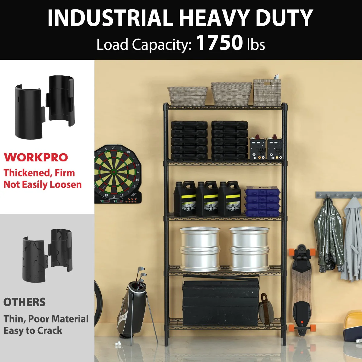 WORKPRO 5-Tier Wire Metal Storage Shelves Rack - Image 5