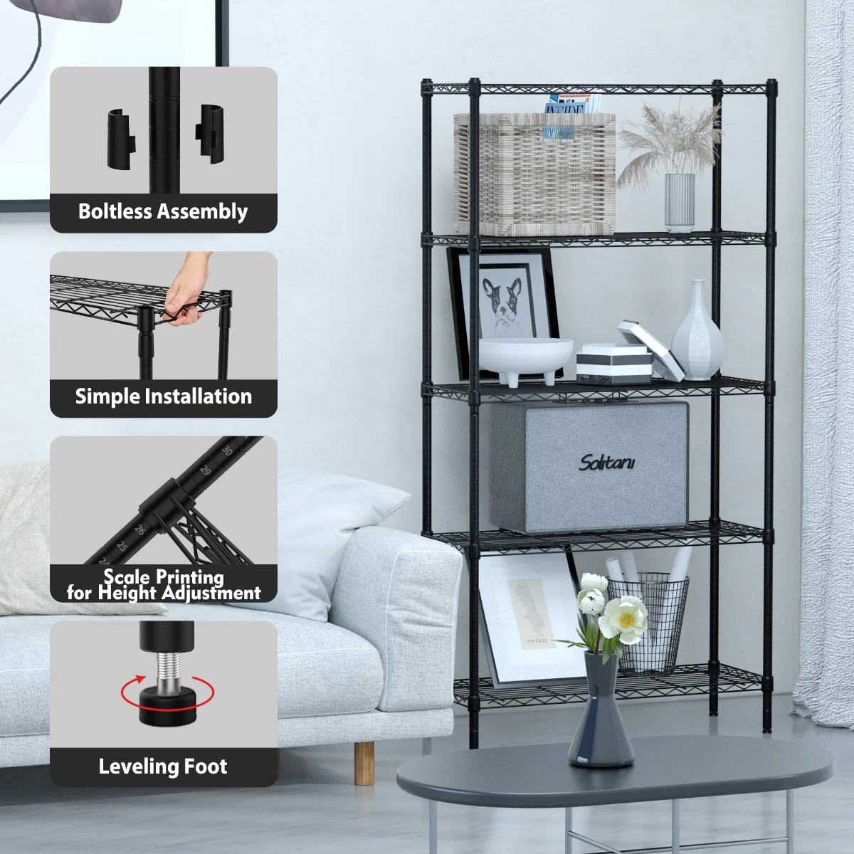 WORKPRO 5-Tier Wire Metal Storage Shelves Rack - Image 6