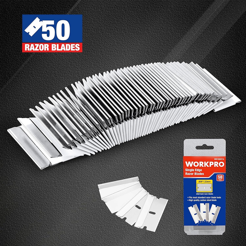 WORKPRO 50-Pack Single Razor Edge Blades, Industrial Scraper Razor Blades, High Carbon Steel One Edge Razor Blades - Image 6
