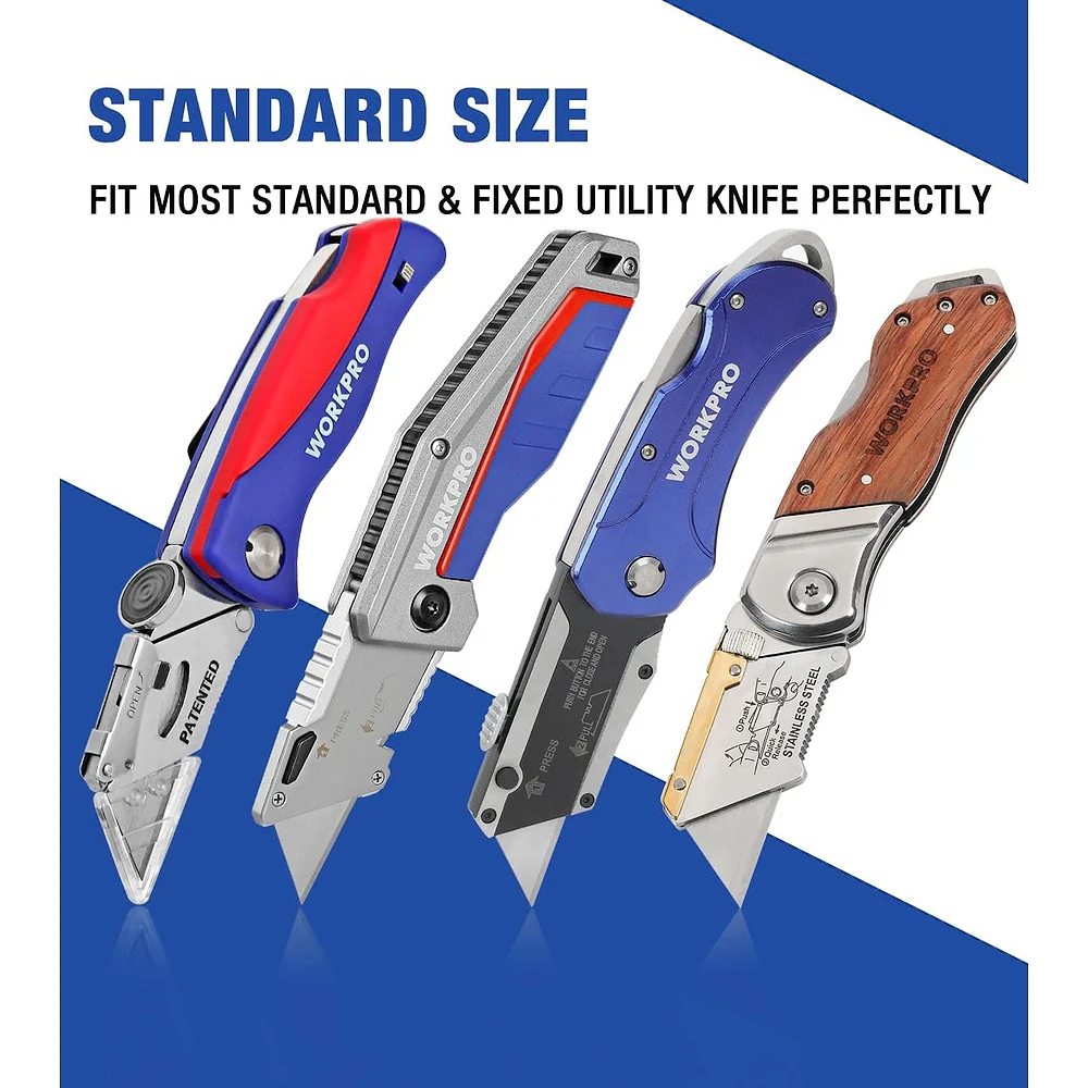 WORKPRO 50-Pack Utility Knife Blades with Dispenser, SK5 Steel Box Cutter, Standard Blades for Utility Knife Replacement - Image 5