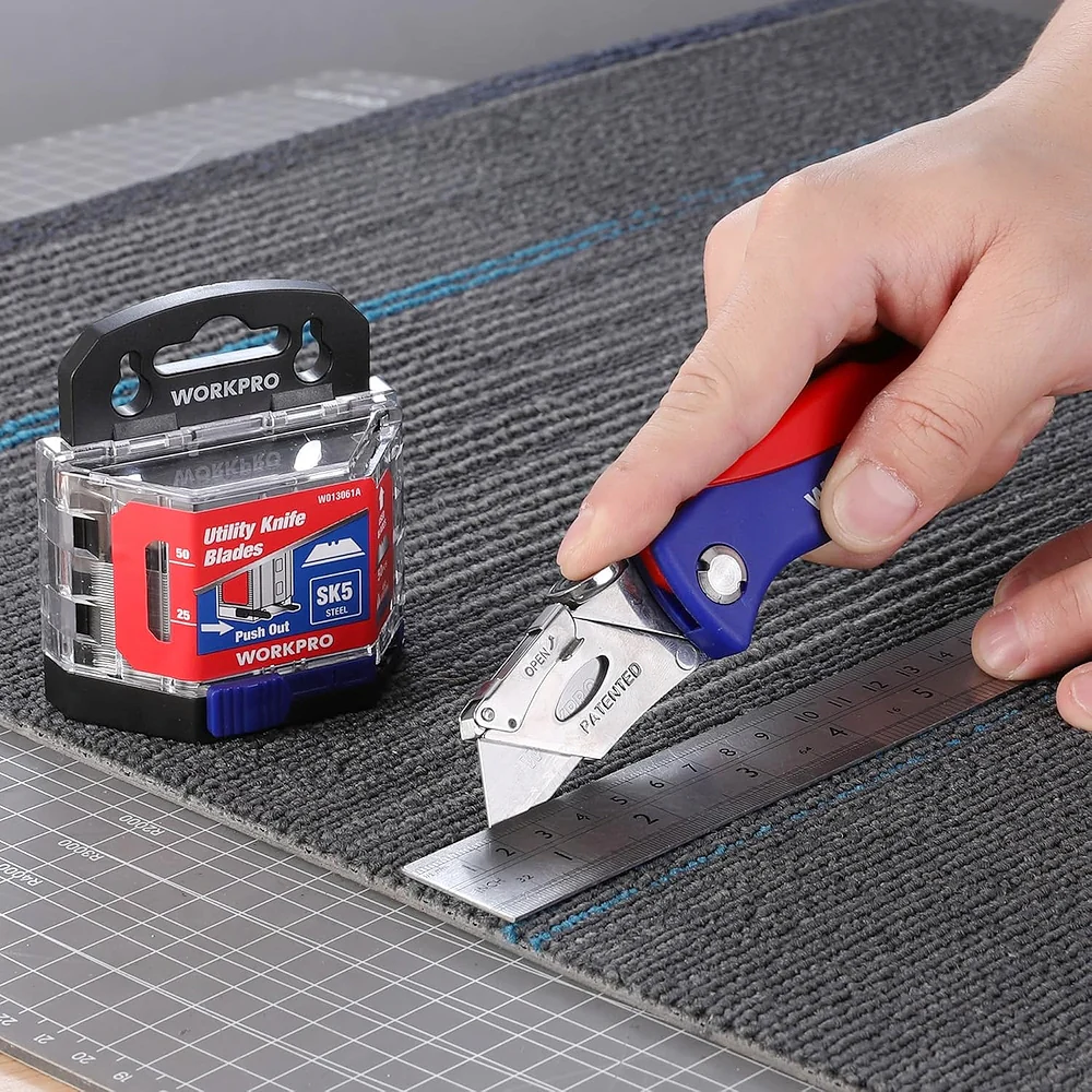 WORKPRO 50-Pack Utility Knife Blades with Dispenser, SK5 Steel Box Cutter, Standard Blades for Utility Knife Replacement - Image 7