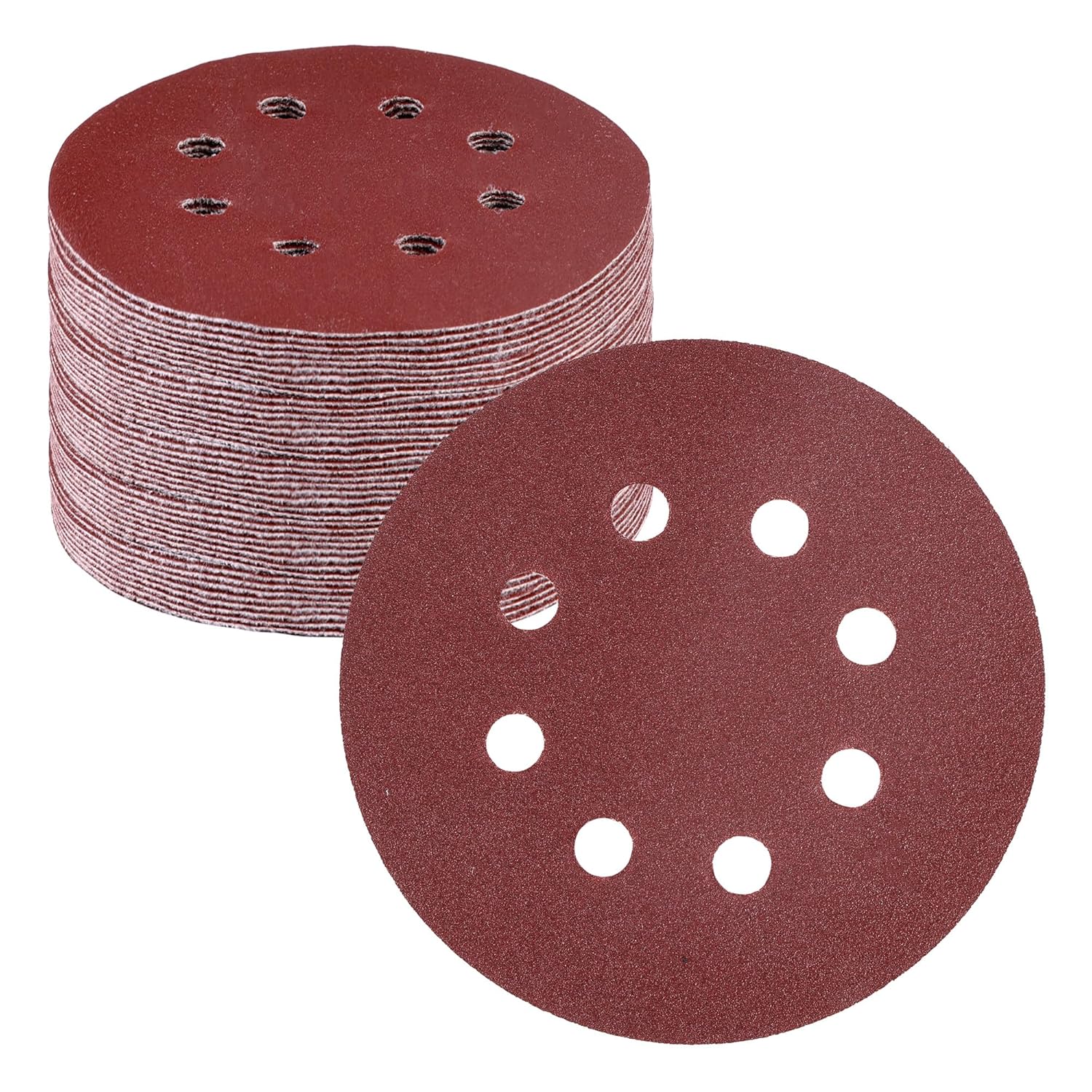 WORKPRO 50-Piece 120 Grit Sanding Discs - 5-Inch 8-Hole Hook and Loop Sandpaper for Random Orbital Sander (Not for Oscillating Tools or Mouse Sander)
