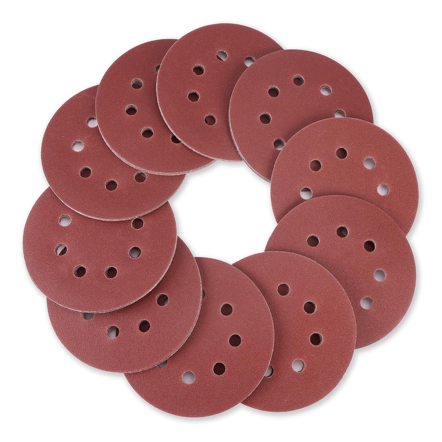 WORKPRO 50-Piece 180 Grit Sanding Discs - 5-Inch 8-Hole Hook and Loop Sandpaper for Random Orbital Sander (Not for Oscillating Tools or Mouse Sander) - Image 2