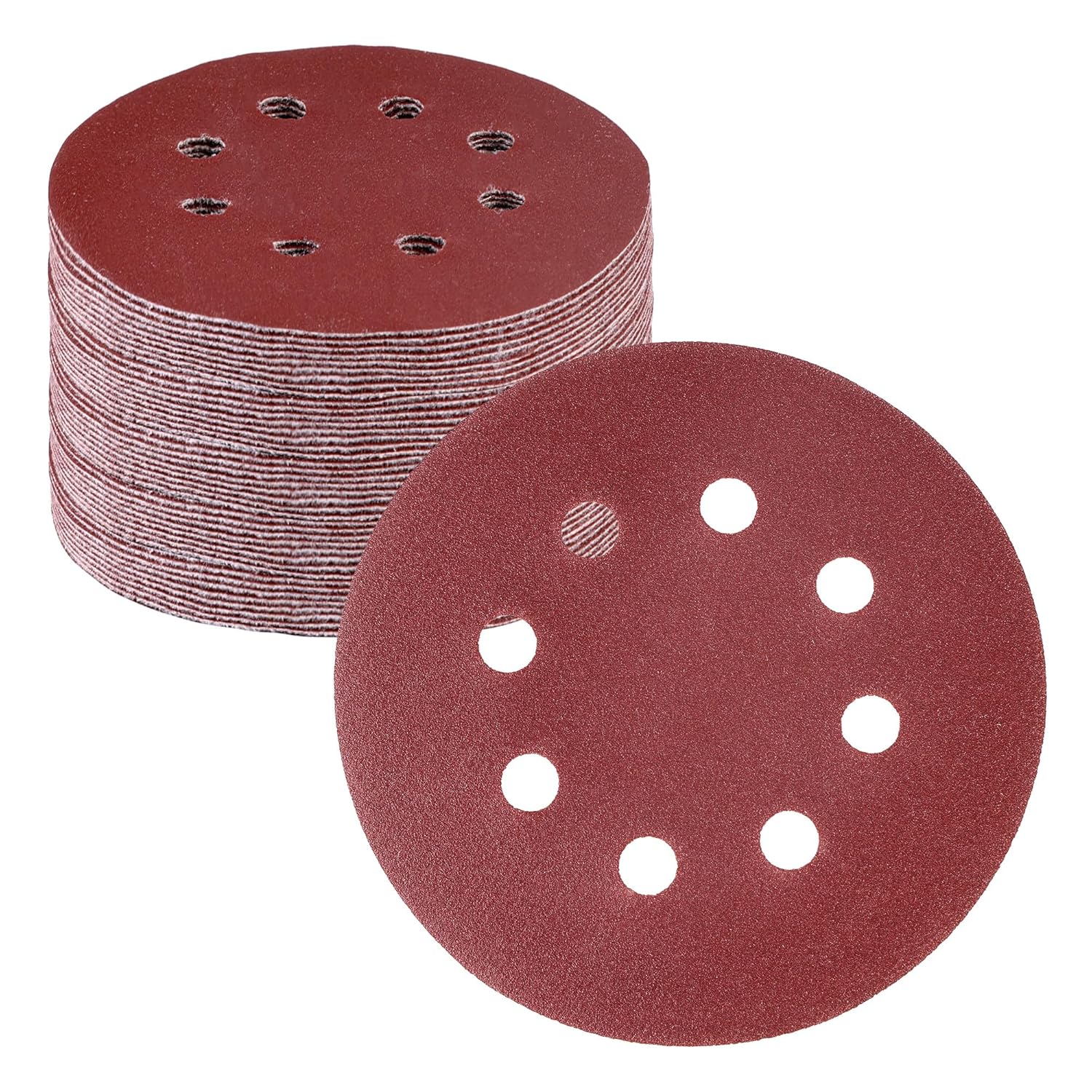 WORKPRO 50-Piece 220 Grit Sanding Discs - 5-Inch 8-Hole Hook and Loop Sandpaper for Random Orbital Sander (Not for Oscillating Tools or Mouse Sander)