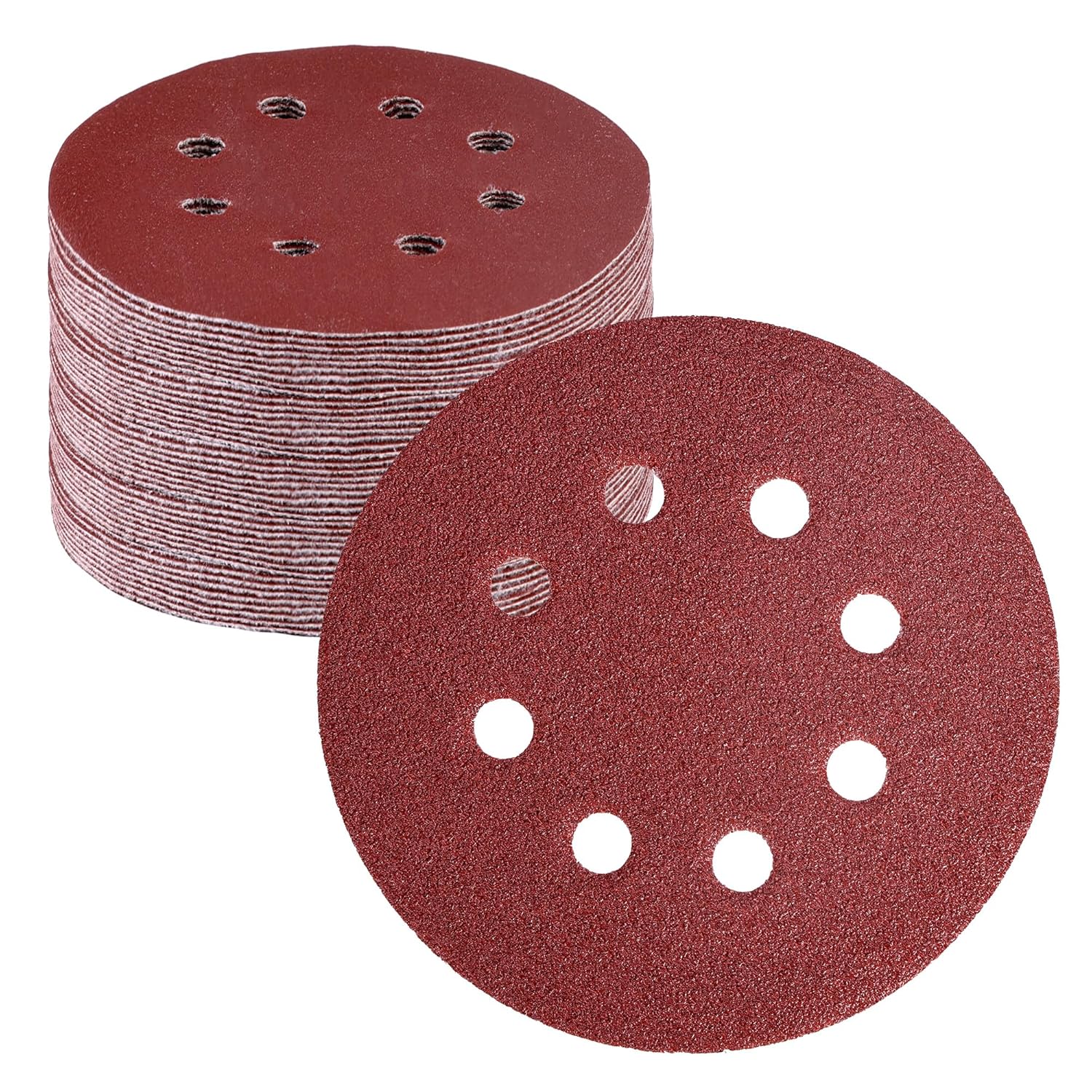 WORKPRO 50-Piece 60 Grit Sanding Discs - 5-Inch 8-Hole Hook and Loop Sandpaper for Random Orbital Sander (Not for Oscillating Tools or Mouse Sander)