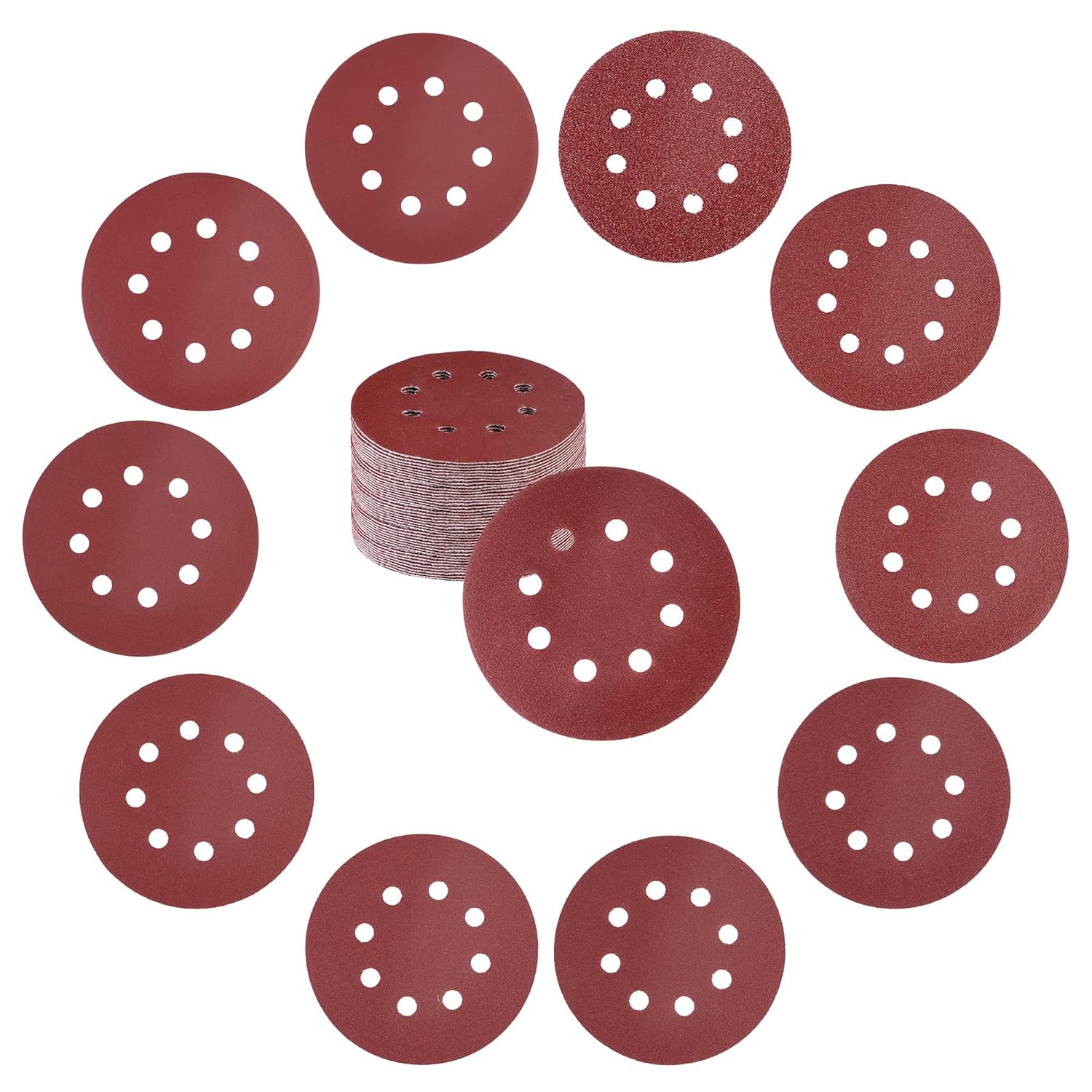 WORKPRO 50-Piece Sanding Discs Set - 5-Inch 8-Hole Sandpaper 5 Grades Include 60, 80, 120, 240, 320 Grits for Random Orbital Sander(Not for Oscillating Tools or Mouse Sander) - Image 2