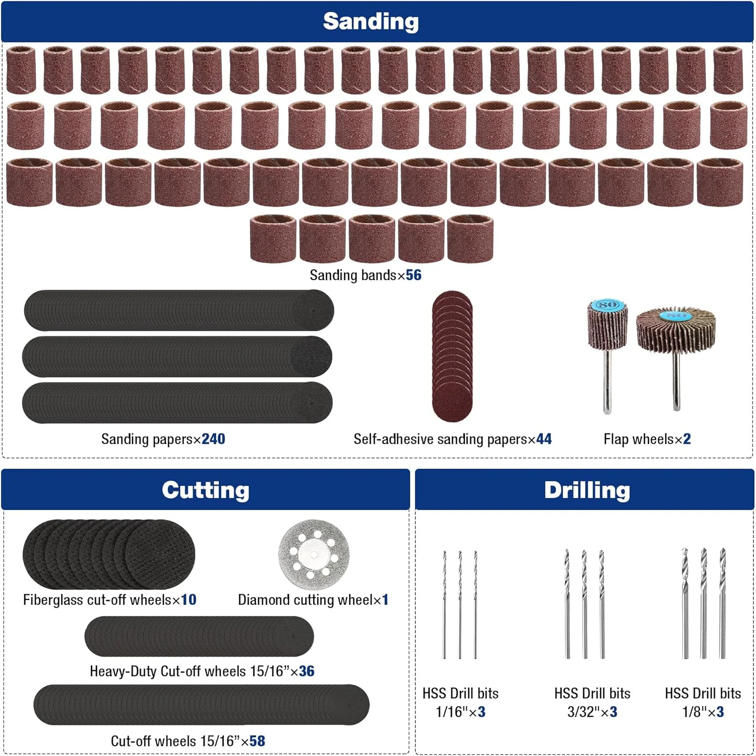 WORKPRO 530-Piece Rotary Tool Accessory Kit, Rotary Tool Bits for Easy Cutting, Grinding, Sanding, Polishing, Cleaning, Drilling, Carving and Engraving - Image 3