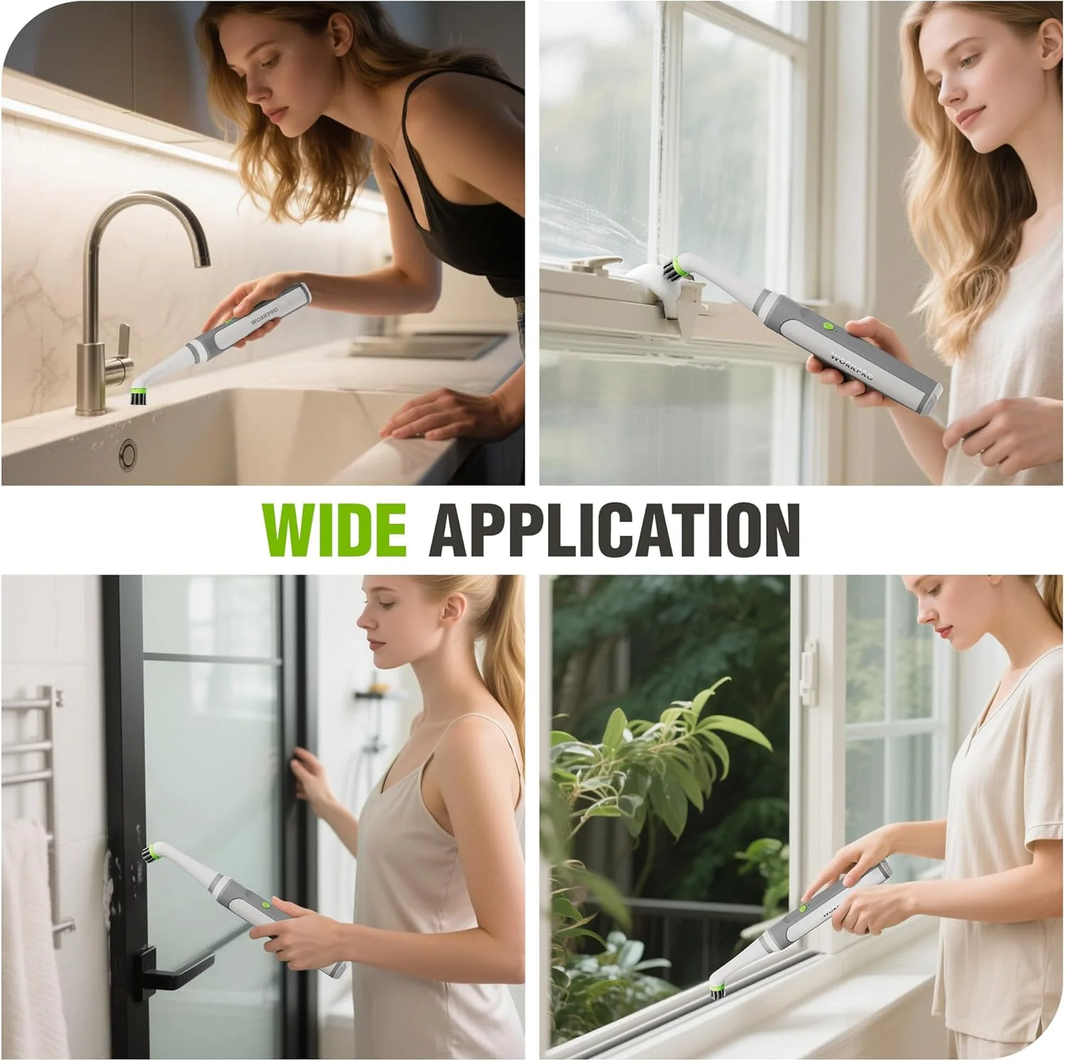 WORKPRO 5500RPM Cordless IPX6 Waterproof Electric Scrubber for Cleaning Grout, Tiles, Grime, and Crevices - Image 8