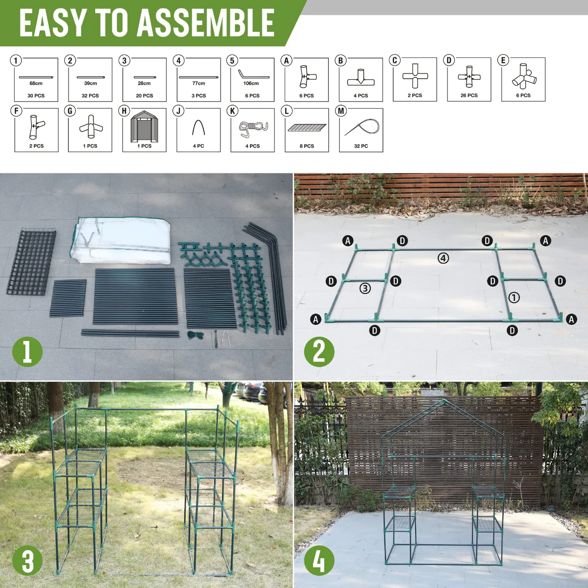 WORKPRO 56” L x 56”W x 77'' H Large 3 Tier 8 Shelves Outdoor Portable Walk-in Gardening Greenhouse - Image 8