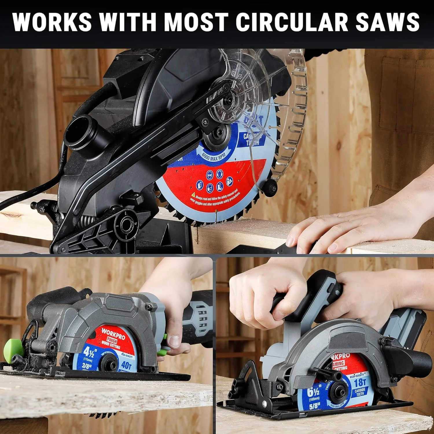 WORKPRO 6-1/2 Inch Woodworking Circular Saw Blade, 40T General Purpose Wood Cutting, Thin Kerf, Carbide Tipped, ATB Tooth, 1-Pack - Image 7