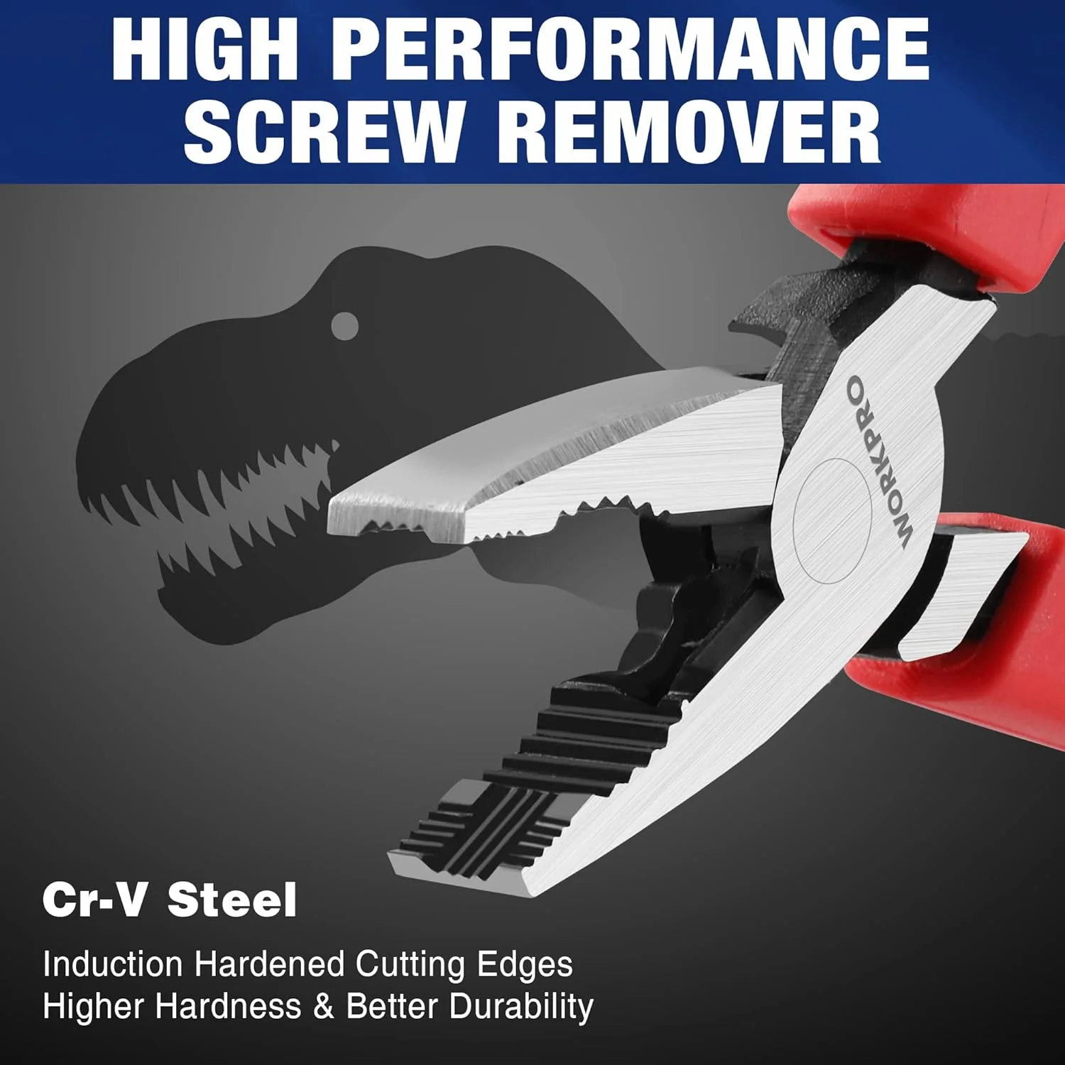 WORKPRO 6.5" Linesman S Screw Extractor Pliers(Combination Pliers) with Unique Non-slip Jaws, Stripped Screw Remover Tool, Lineman Plier for Quickly Removal of Damaged or Rusted Fasteners - Image 2