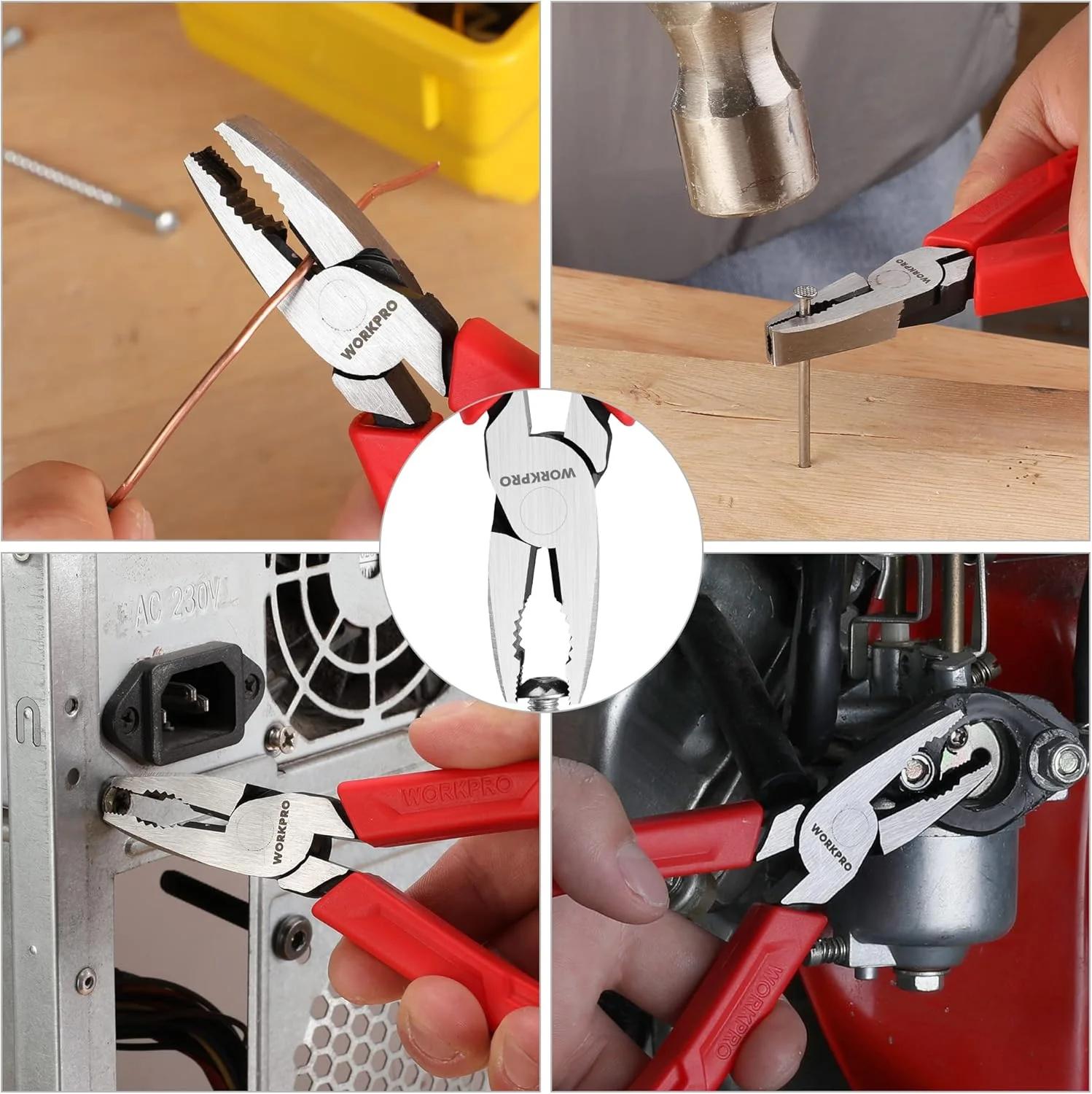 WORKPRO 6.5" Linesman S Screw Extractor Pliers(Combination Pliers) with Unique Non-slip Jaws, Stripped Screw Remover Tool, Lineman Plier for Quickly Removal of Damaged or Rusted Fasteners - Image 6
