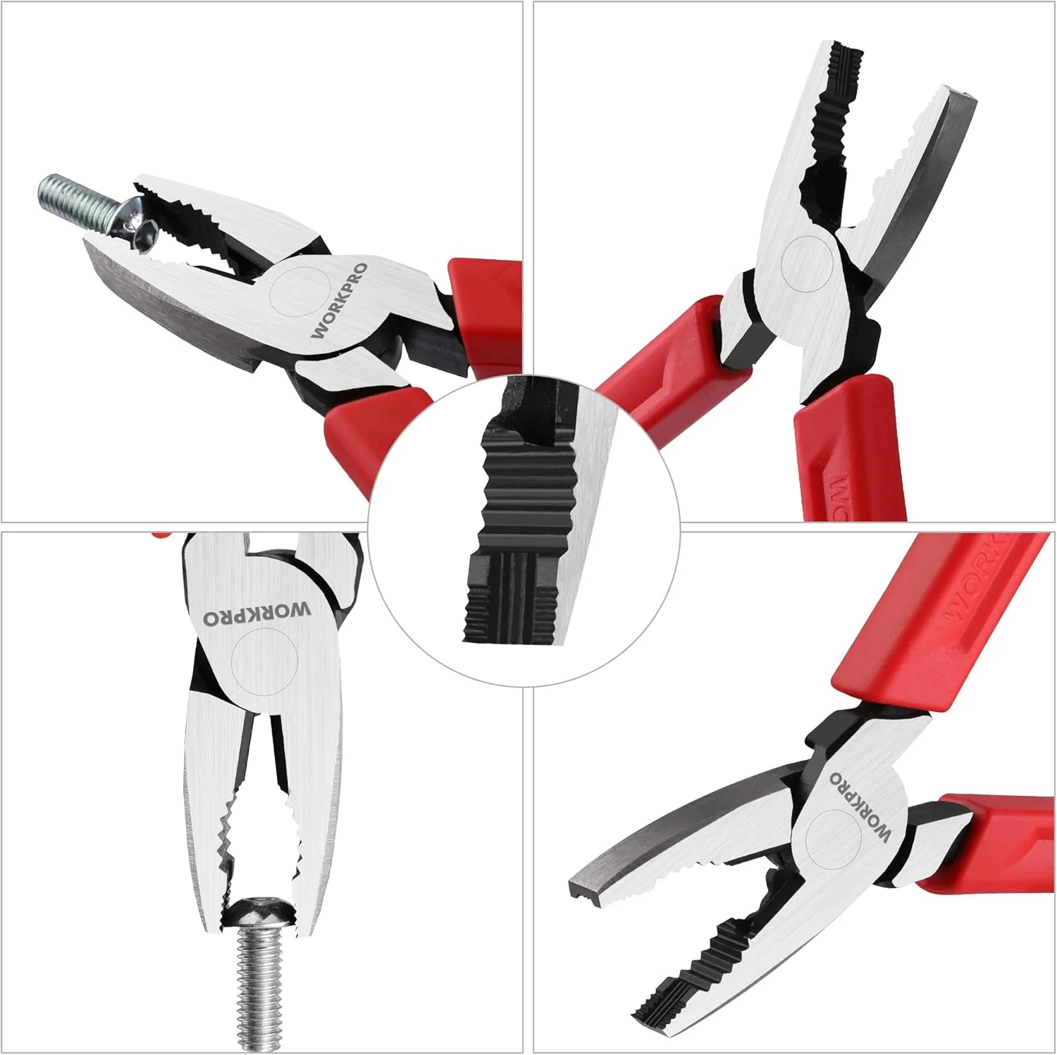 WORKPRO 6.5" Linesman S Screw Extractor Pliers(Combination Pliers) with Unique Non-slip Jaws, Stripped Screw Remover Tool, Lineman Plier for Quickly Removal of Damaged or Rusted Fasteners - Image 7