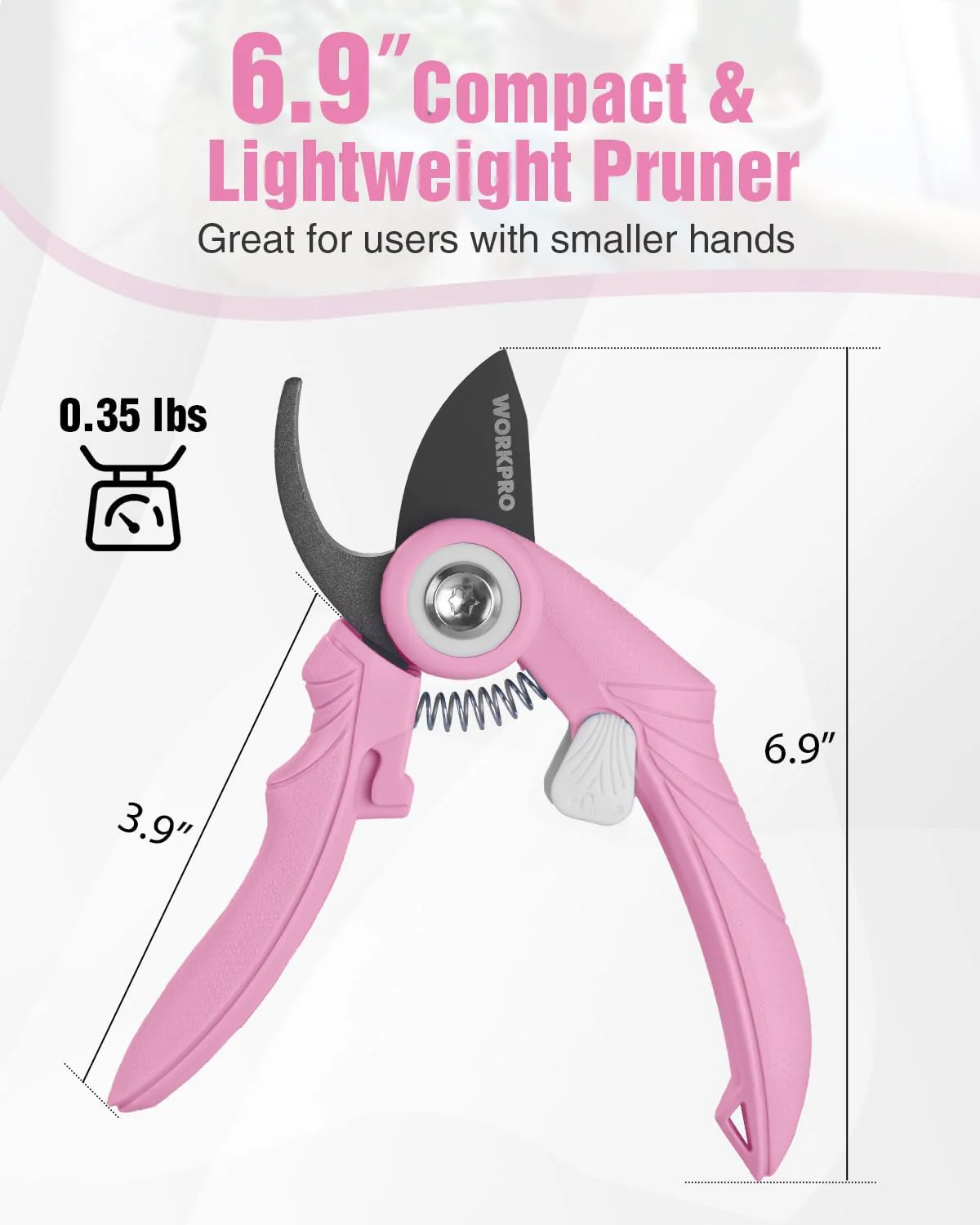 WORKPRO 6.9" Bypass Pruning Shears, Garden Shears with Sharp SK5 Steel Blade, Handheld Garden Floral Clippers Gardening Scissors for Rose, Plants, Flowers, Gardening Gifts for Women & Men-Pink Ribbon - Image 2