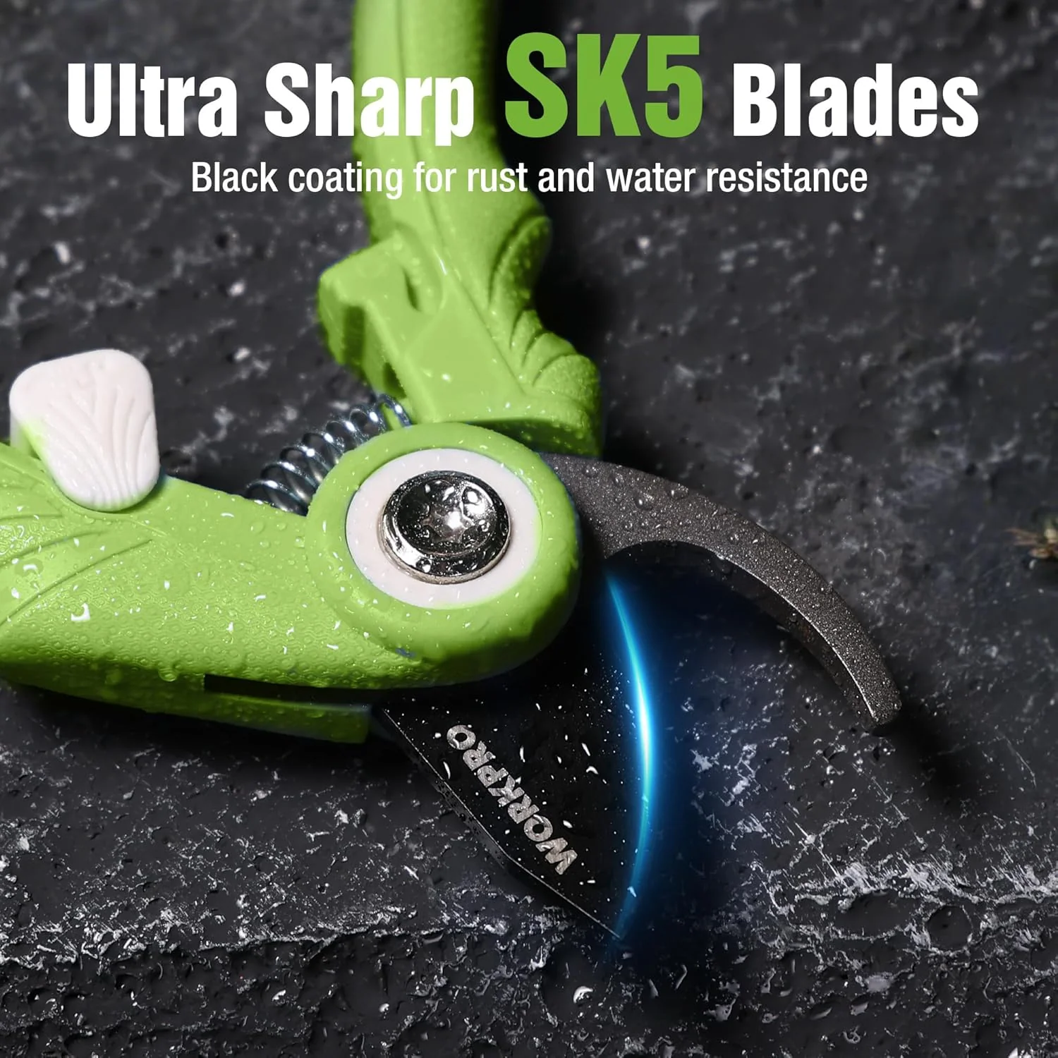 WORKPRO 6.9" Bypass Pruning Shears, Gardening Scissors with Sharp SK5 Steel Blade, Handheld Garden Floral Clippers for Rose, Plants, Flowers, Fruit Trees, Gardening Gifts for Women & Men, Green - Image 4