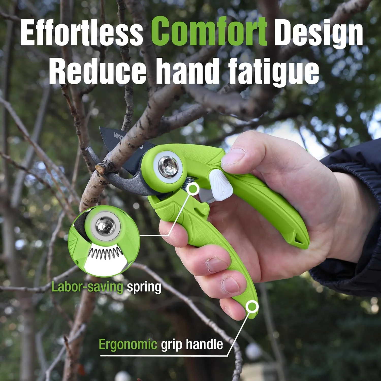 WORKPRO 6.9" Bypass Pruning Shears, Gardening Scissors with Sharp SK5 Steel Blade, Handheld Garden Floral Clippers for Rose, Plants, Flowers, Fruit Trees, Gardening Gifts for Women & Men, Green - Image 6