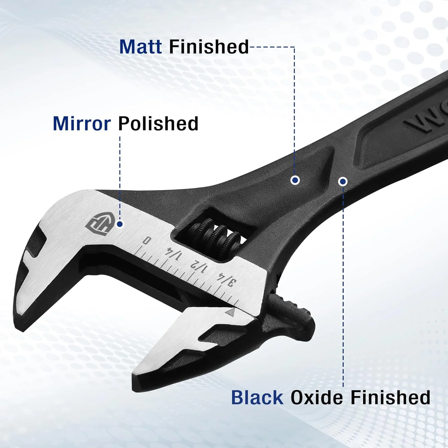 WORKPRO 6" Adjustable Wrench, Black Oxide Wrench 6 Inch with Inch/Metric Scale, Premium Cr-V Steel - Image 2