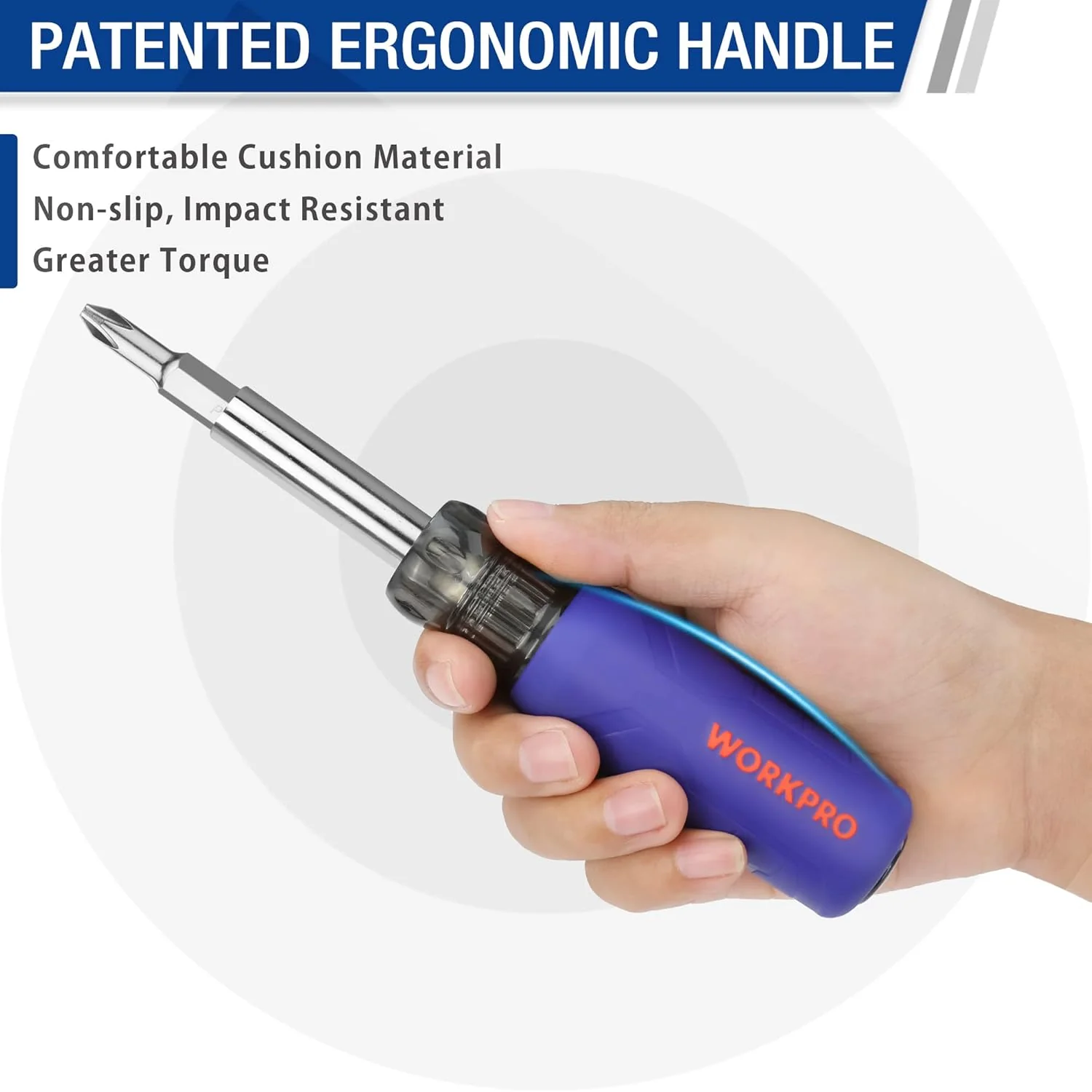 WORKPRO 6-in-1 Basic & 4-in-1 Electronics Screwdriver/Nut Driver Set Tool Confort Grip, 2PCS Portable Screw-driver, 8 Basic & Precision Bits (Philips/Slotted), 2 Nut Driver Sizes - Image 5