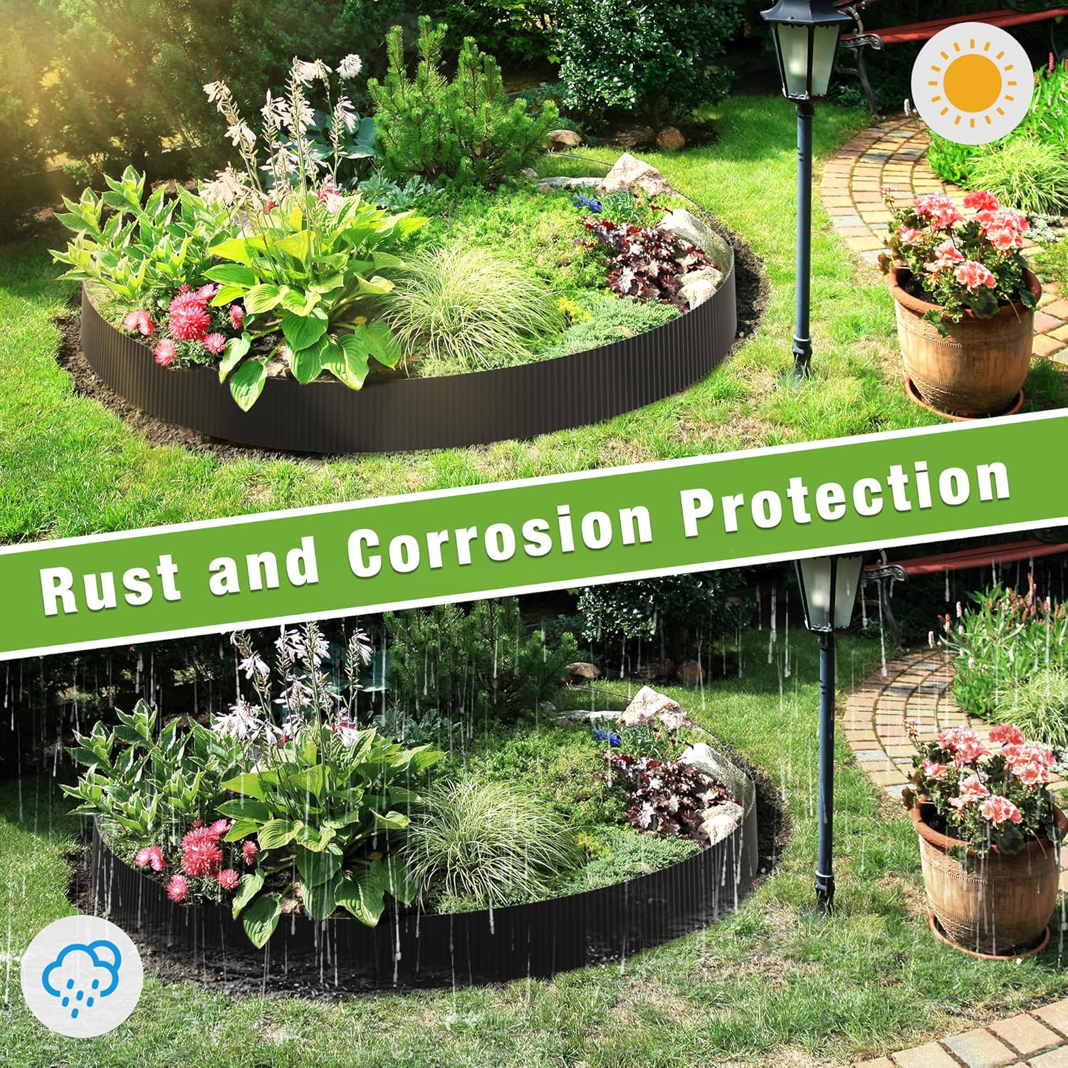 WORKPRO 6 inch × 40 feet Corrugated Metal Garden Edging, Black Landscape Edging Border, Flexible & Rust-Resistant, Easy to Install for DIY Lawn, Flower Bed, Gardens Fence - Image 3