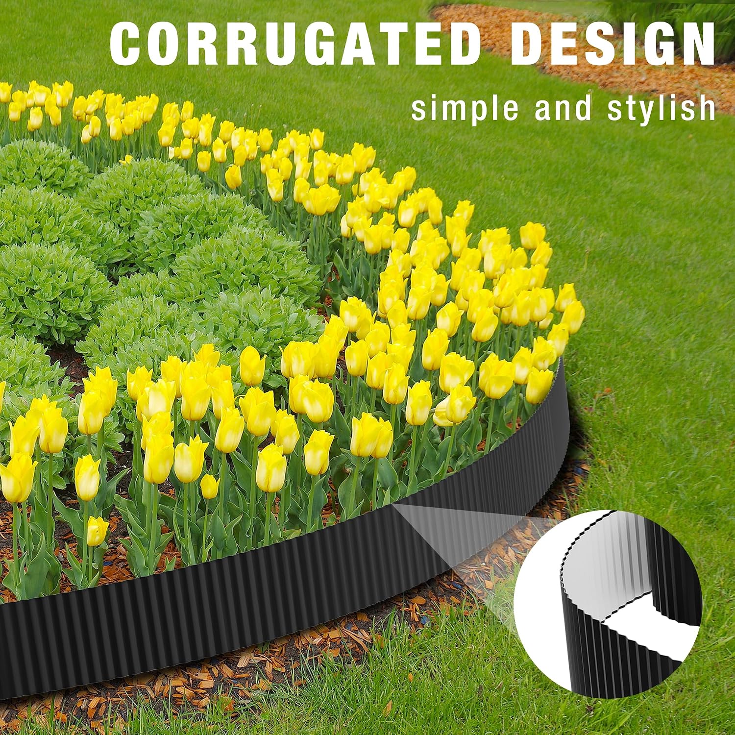 WORKPRO 6 inch × 40 feet Corrugated Metal Garden Edging, Black Landscape Edging Border, Flexible & Rust-Resistant, Easy to Install for DIY Lawn, Flower Bed, Gardens Fence - Image 5