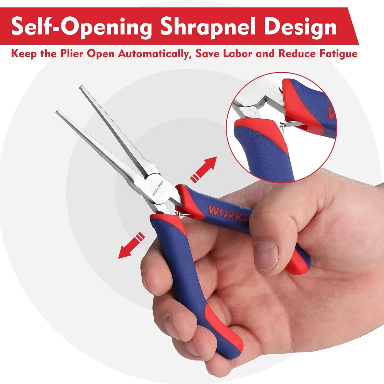 WORKPRO 6" Needle Nose Pliers (Smooth Jaw), Mini Long Nose Pliers with Comfort Grip Handles, Jewelry Pliers for Wire Wrapping, Crafts, Jewelry Making Supplies - Image 4