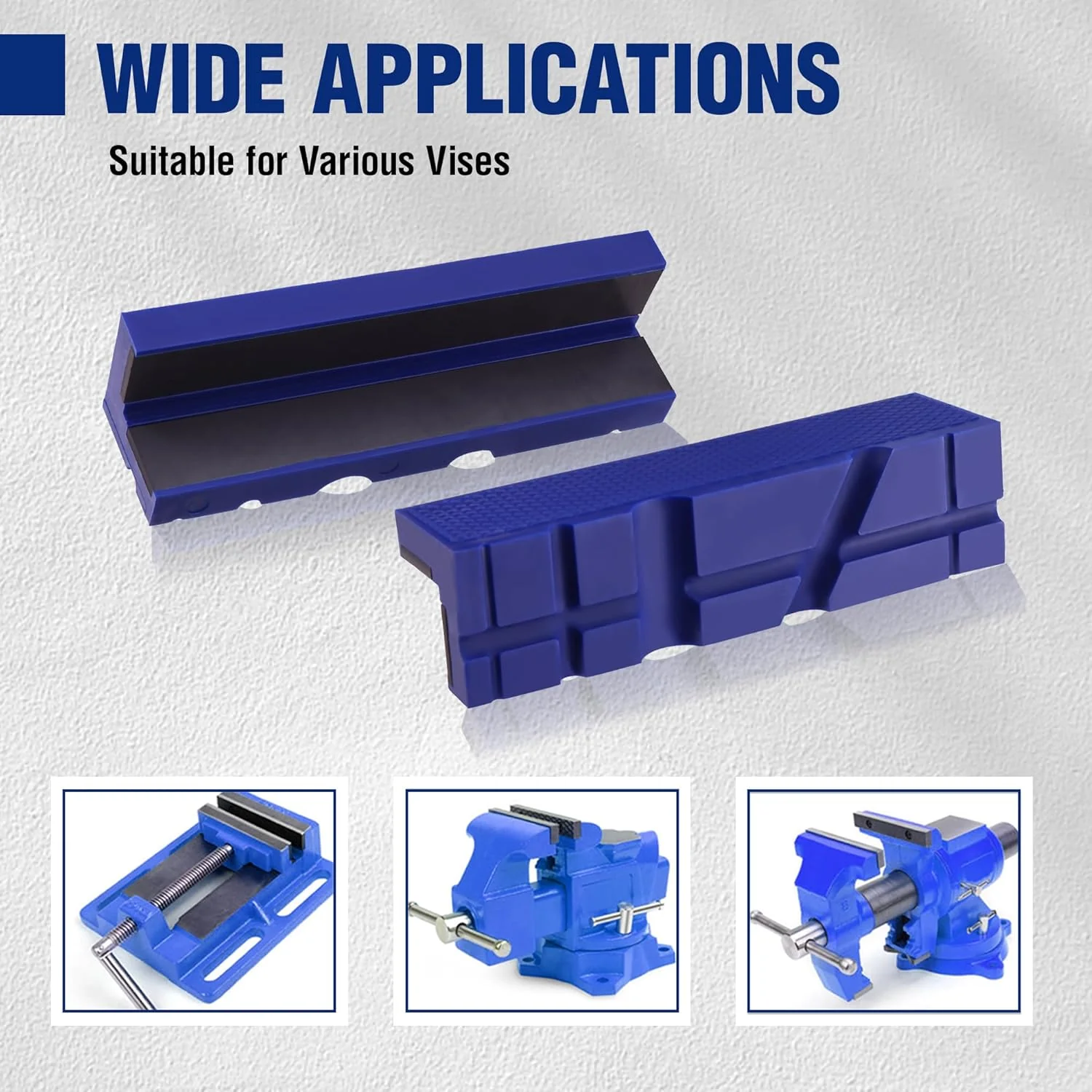WORKPRO 6" Magnetic Vise Jaw Pads, TPU Soft Grips with Dual-Sided V-Groove & Flat Design, Ideal for Drill Press, Bench Clamp, Metalworking and Woodworking - Image 5