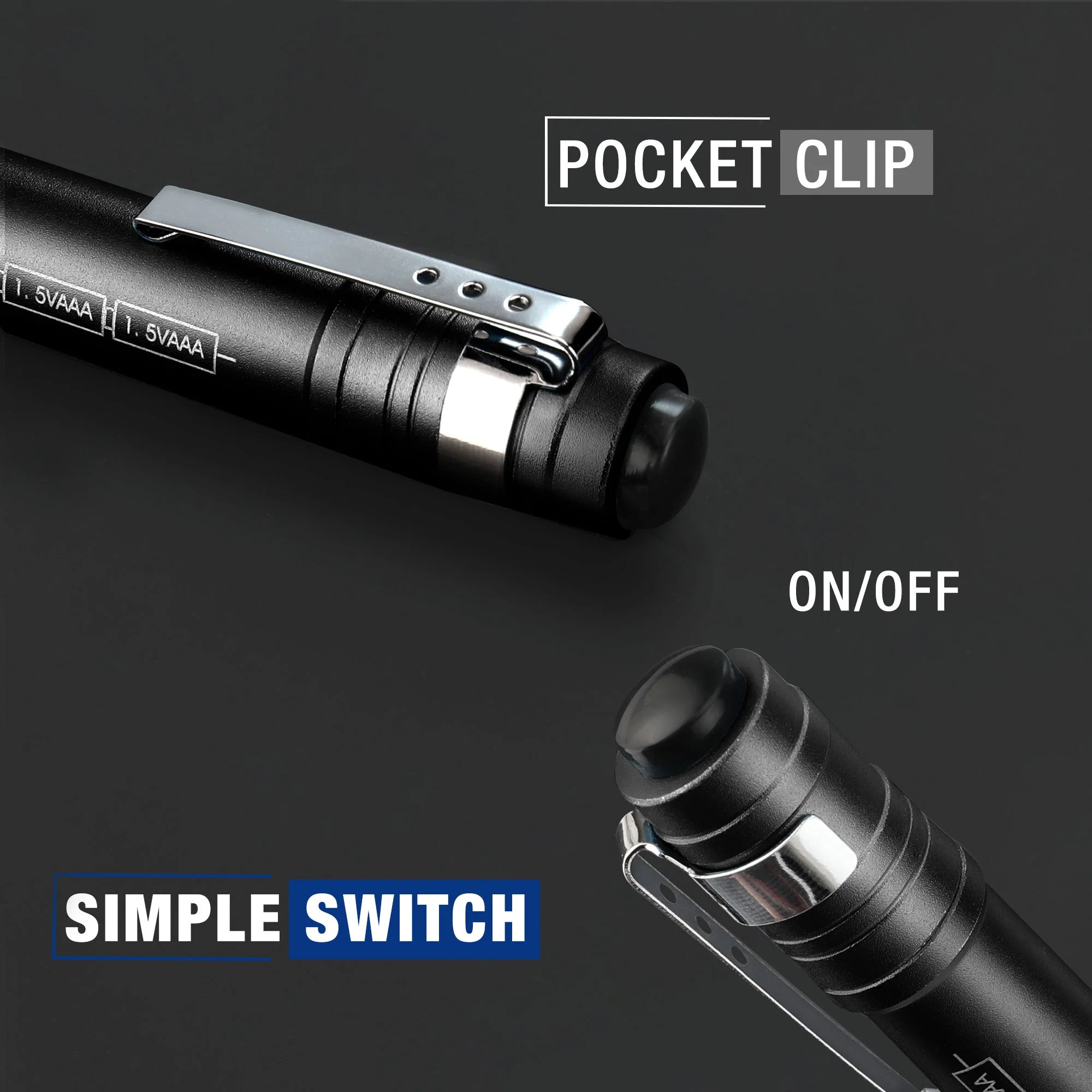 WORKPRO 6-Pack LED Pen Light, Aluminum Pen Flashlights, Pocket Flashlight with Clip for Inspection, Emergency, Everyday, 2AAA Batteries Included, Black - Image 4