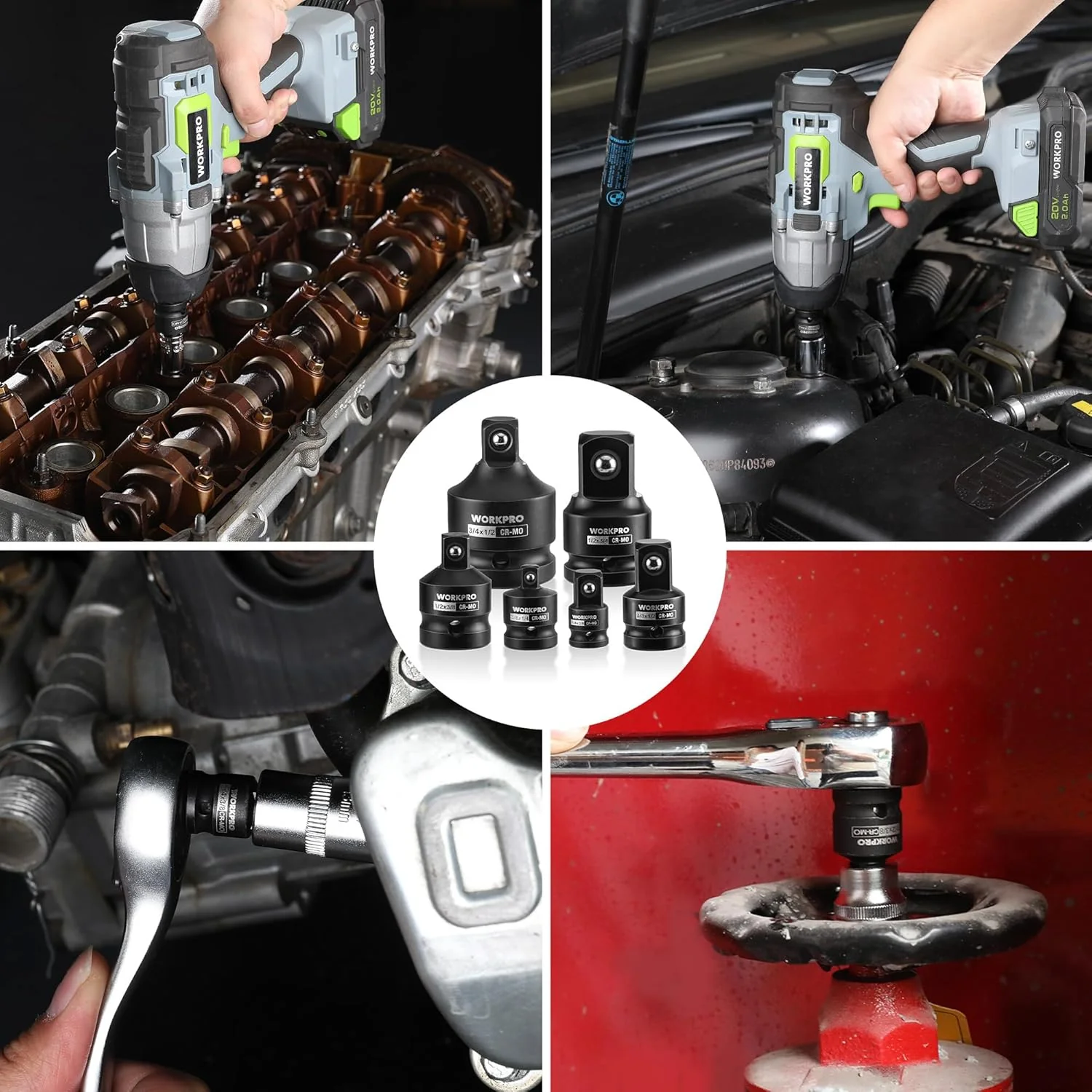 WORKPRO 6-PC Impact Socket Adapter Set with Case, CR-MO Steel | 1/4",3/8",1/2",3/4" Drive, Impact Wrench Conversion Kit, Automotive & Mechanical Repair, Impact Grade - Image 8