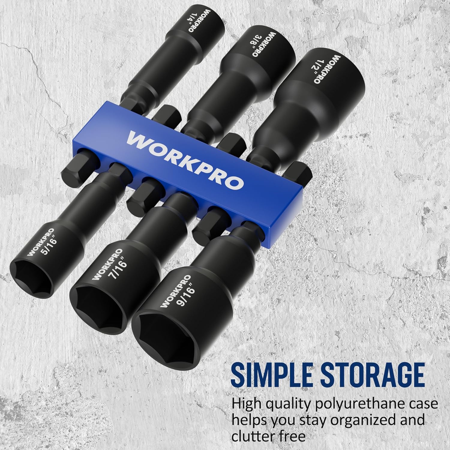 WORKPRO 6 PCS Magnetic Nut Driver Set, 1/4" Hex Shank, Drill Socket Set, Impact Driver Bit Set, 1/4” to 9/16”, Chrome Vanadium Steel, SAE - Image 7