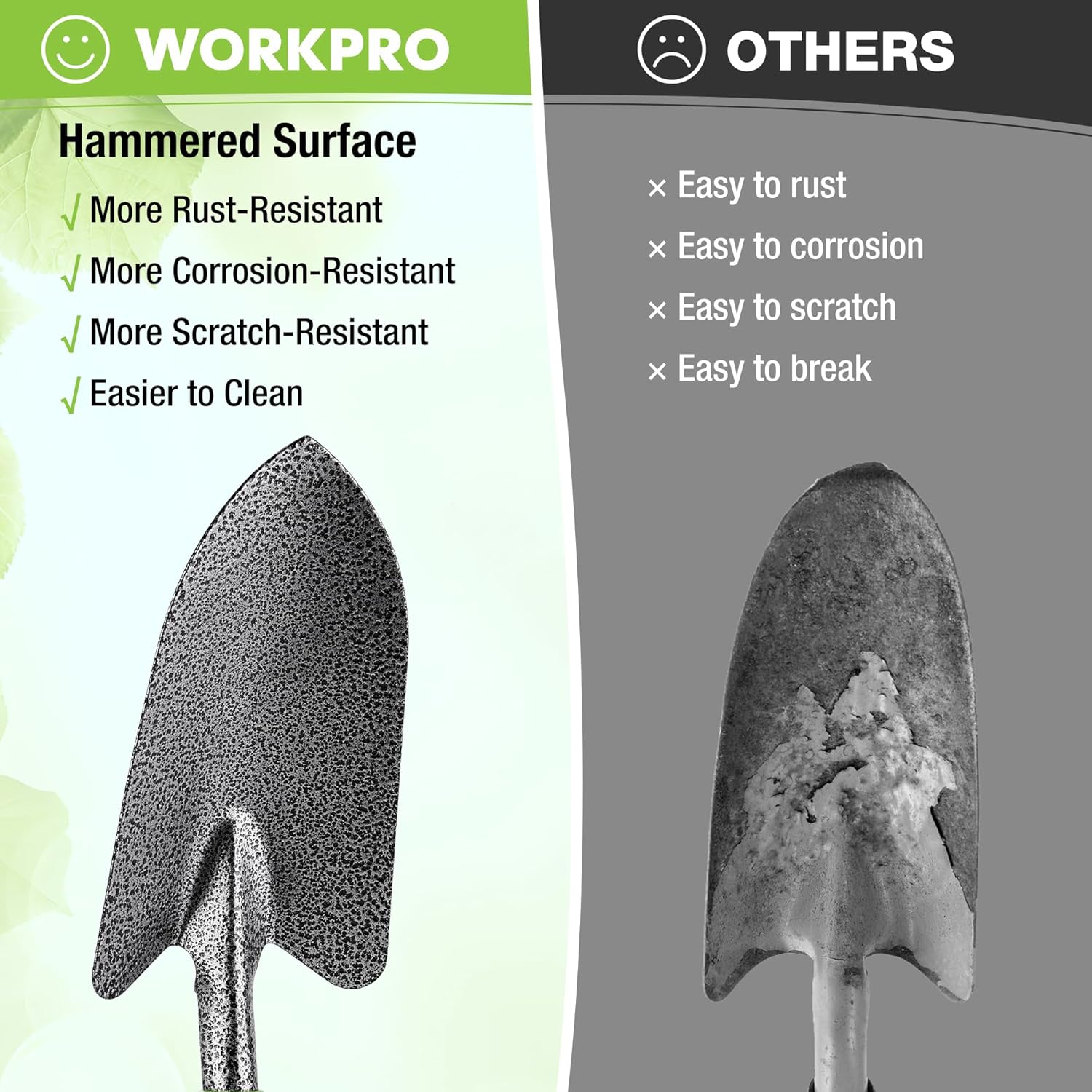 WORKPRO 6-Piece Garden Tool Set, Heavy Duty Gardening Hand Tools with Soft Rubber Handle, Including Trowel, Rakes, 2-in-1 Hoe and Crack Weeder, Ideal Gardening Gifts for Men and Women - Image 5
