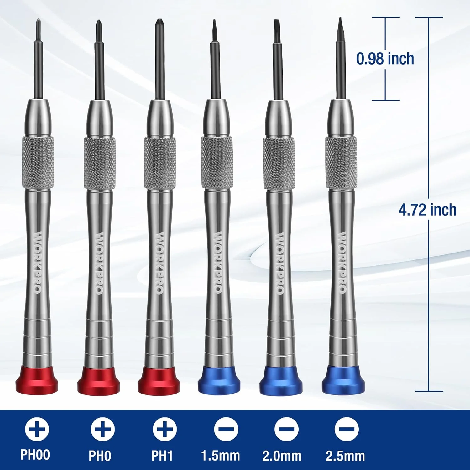 WORKPRO 6-Piece Magnetic Screwdriver Set, S2 Alloy Steel, 3 Phillips and 3 Slotted Tips Small Screwdriver Repair Tool Kit, Good for Phone, Computer, Watch, Eyeglass, Electronic - Image 7