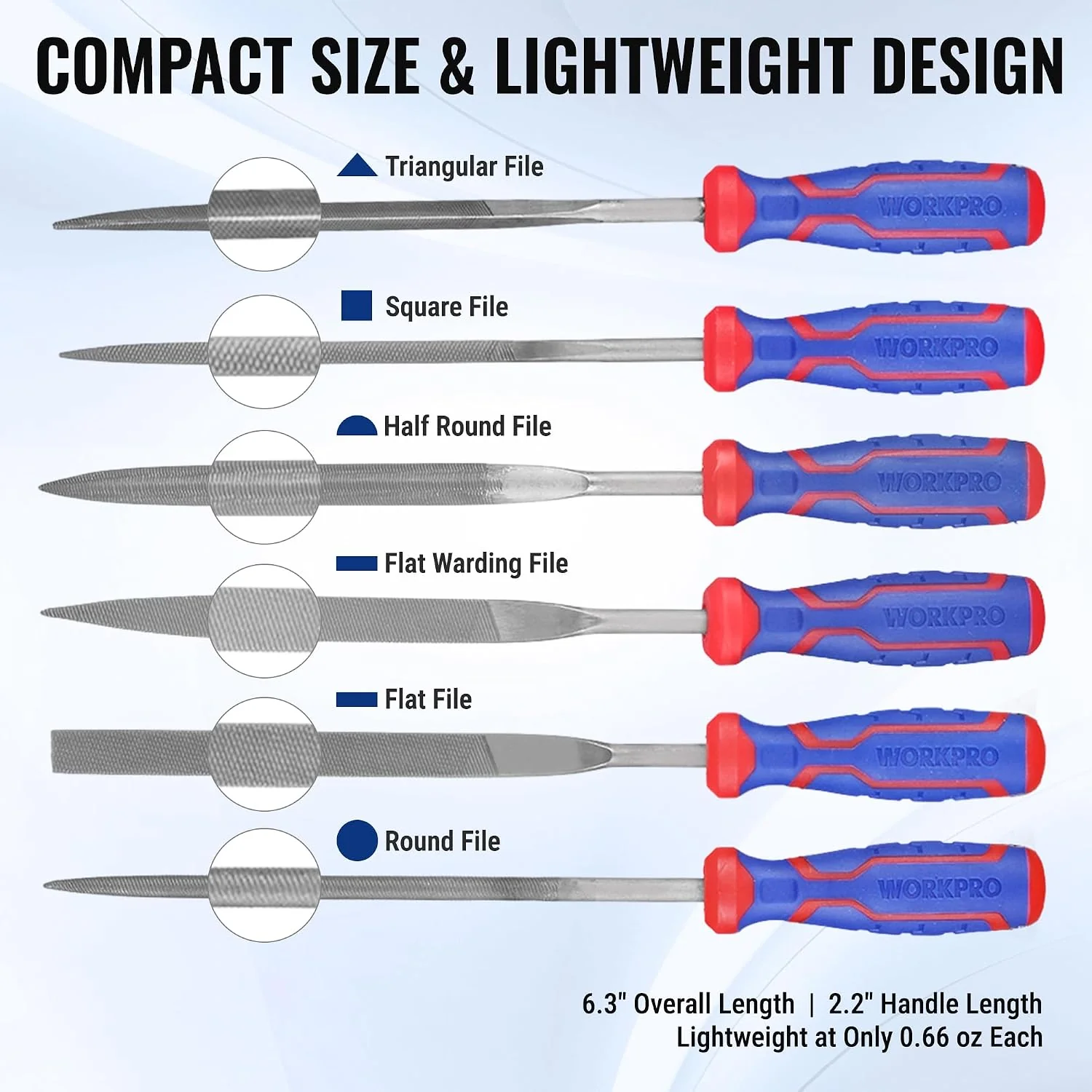 WORKPRO 6-Piece Needle File Set, Mini Precision Files for Metal, Wood & Plastic | Carbon Steel Files with Non-Slip Handles for Precise Filing of Metal, Wood, Plastic, Jewelry, Crafts, and DIY Projects - Image 7