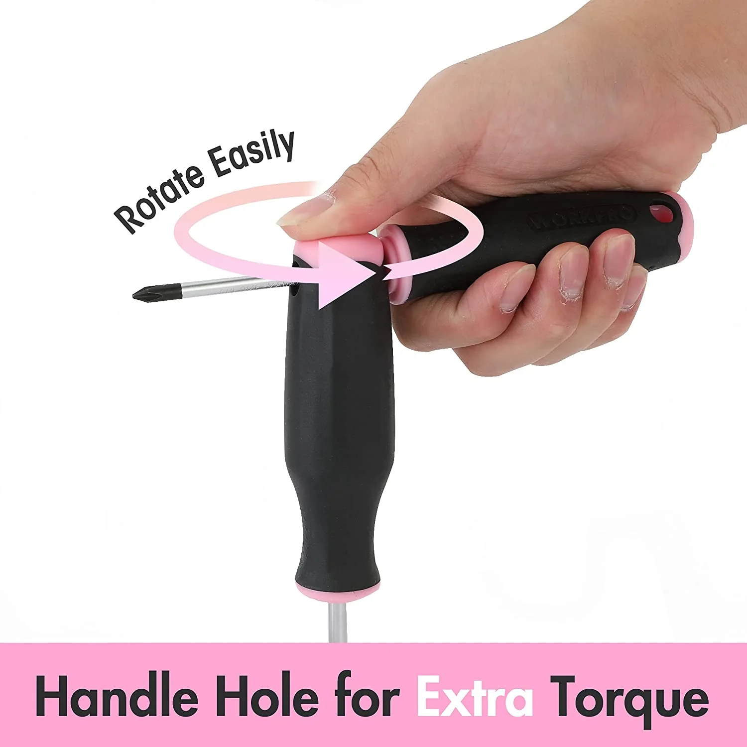 WORKPRO 6 Pcs Pink Magnetic Screwdrivers Set - Pink Ribbon - Image 5