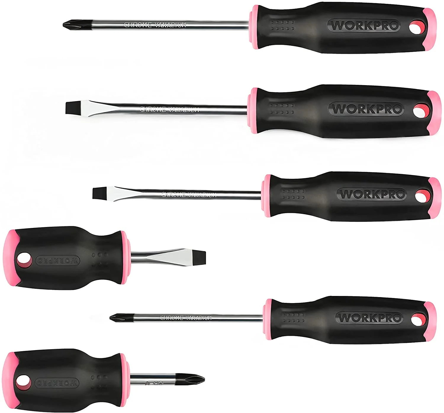 WORKPRO 6 Pcs Pink Magnetic Screwdrivers Set - Pink Ribbon - Image 6