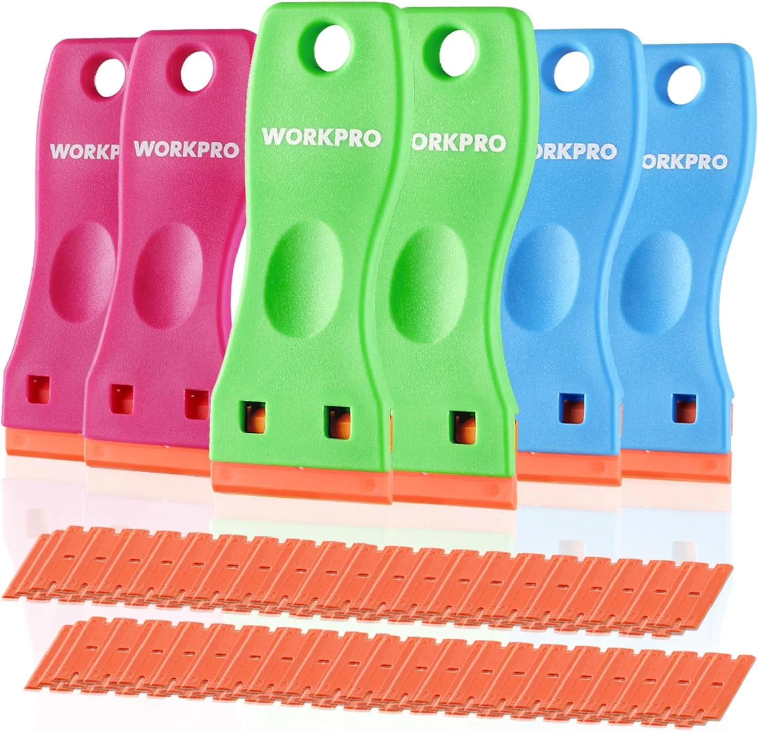 WORKPRO 6-Piece Plastic Razor Blade Scraper with 120 Pcs Plastic Razor Blades, for Gasket Remover, Labels Decal and Adhesive Remover for Windows and Glass - Image 7