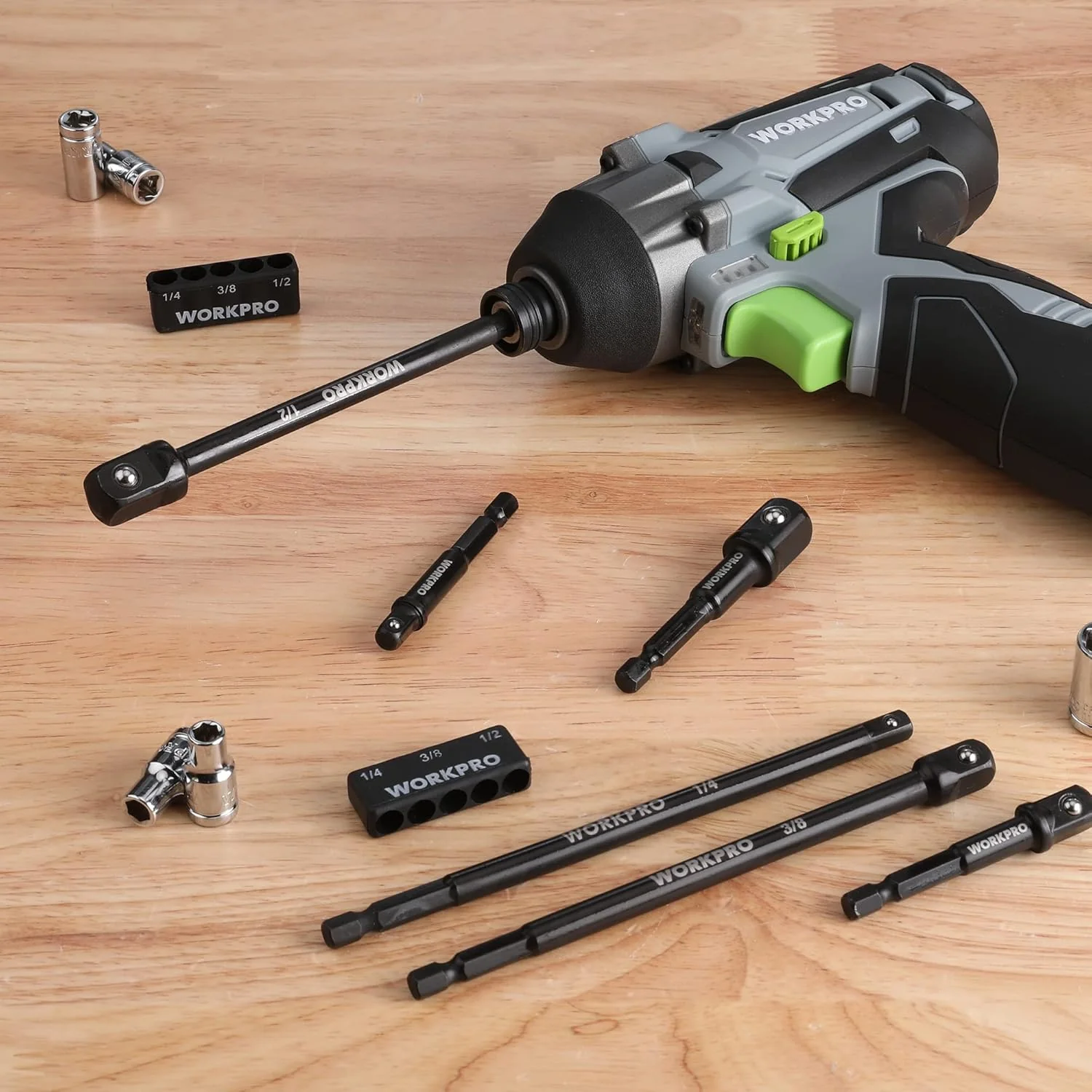 WORKPRO 6-Piece Socket Adapter Extension Set, 1/4-Inch Hex Shank | 1/4" 3/8" 1/2" Impact Socket Driver Set, Drill Sockets Extension Bit, Sockets Driver Adapter, Drill Extension with Holder - Image 8
