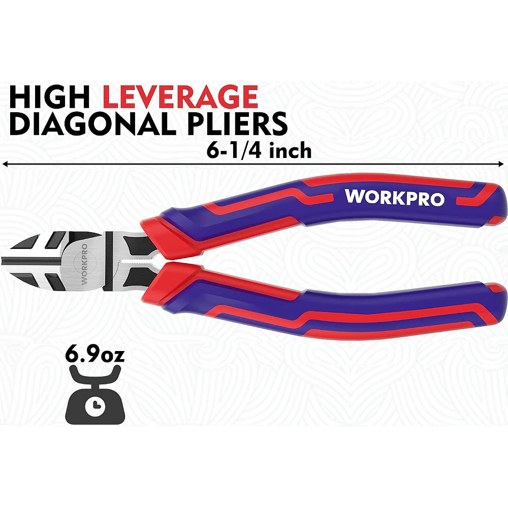 WORKPRO 6” Wire Cutters Heavy Duty CRV Steel, Diagonal Pliers for Cutting Wires Craft, Comfort Grip Handle - Image 2