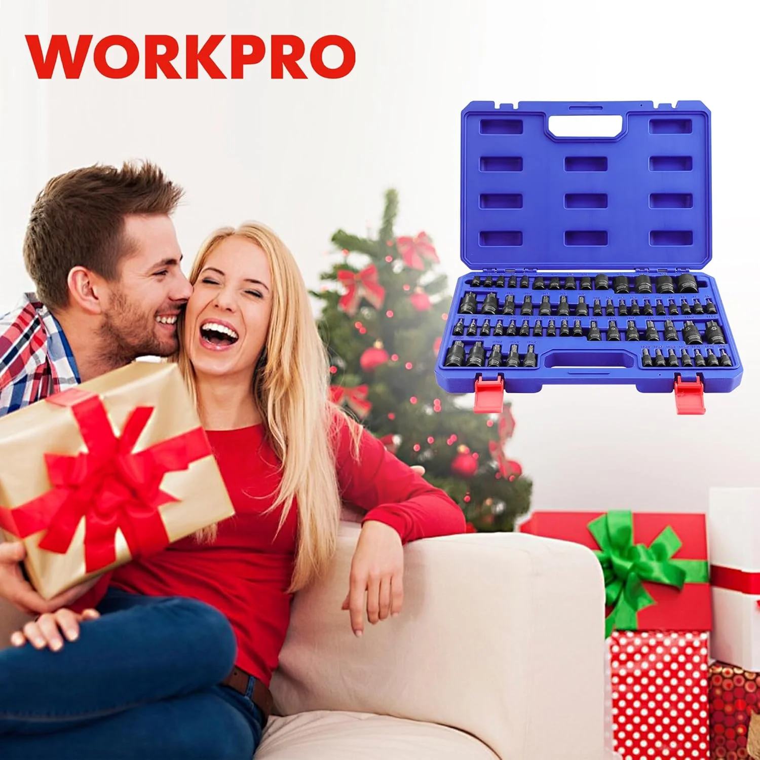 WORKPRO 60-piece Master Torx Bit Socket and External Torx Socket Set, 1/4", 3/8", 1/2" Drive Bits, Female E Sockets E4-E24, Star Socket Bits T6-T70, TT6-TT70, TP8-TP60, CR-V & S2 Alloy Steel - Image 8