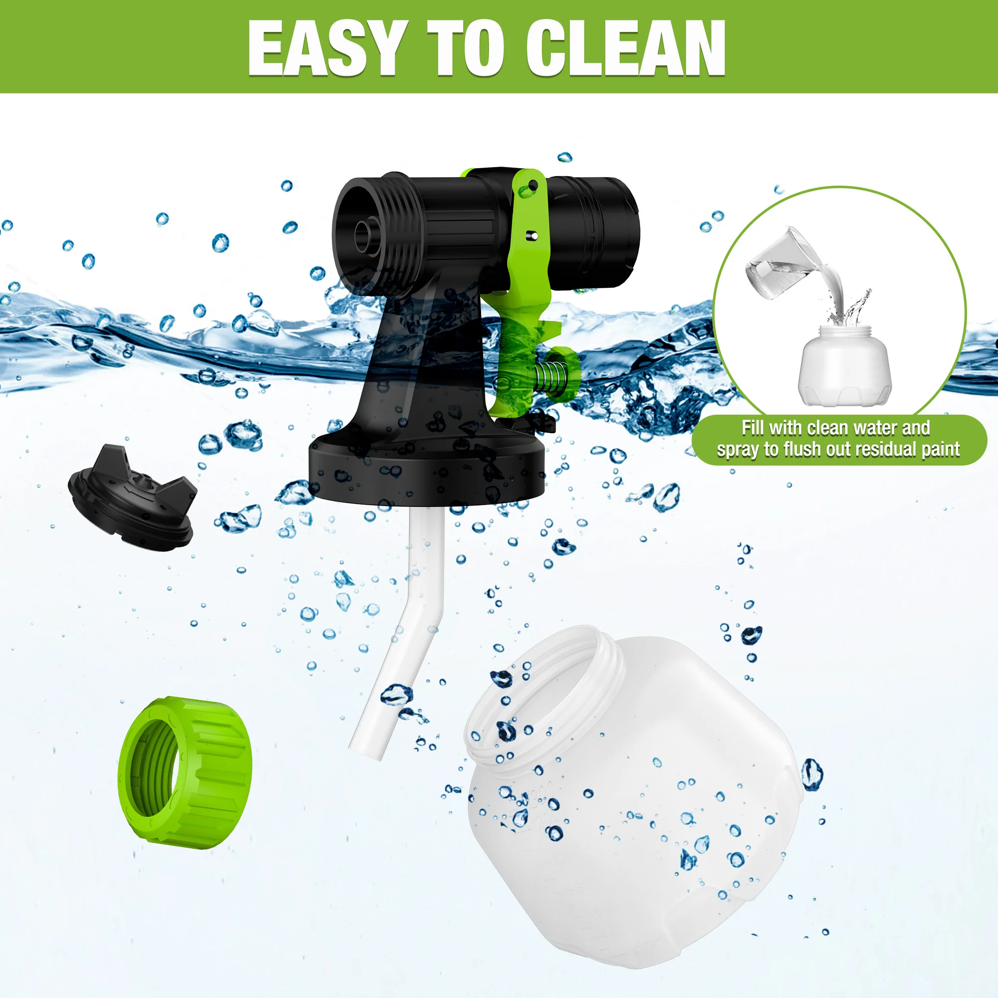 WORKPRO 600W HVLP Paint Sprayer with 4 Nozzles, 3 Spray Patterns & Adjustable Flow - Image 8