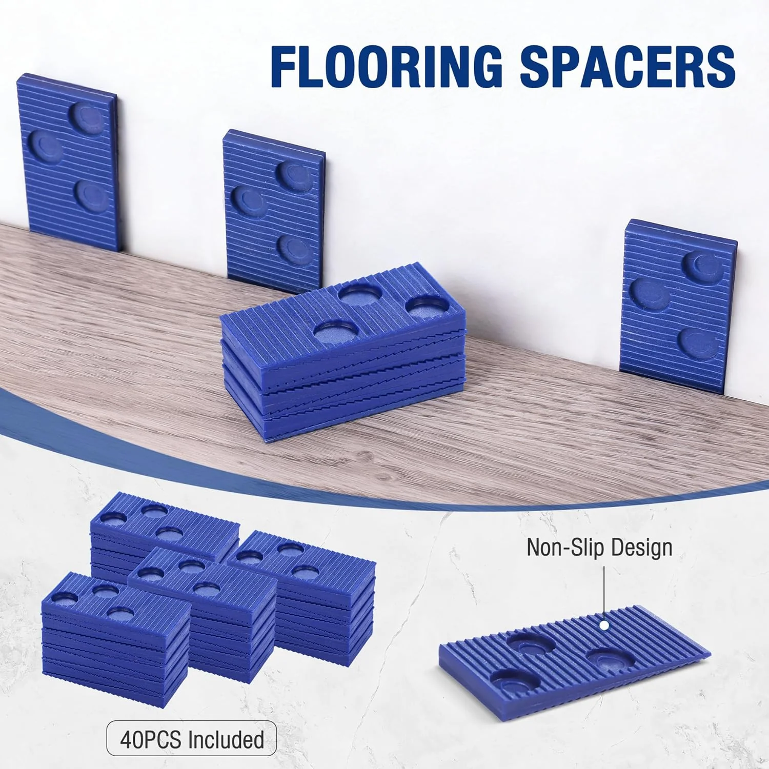 WORKPRO 63-Piece Laminate Flooring Tools, 5-in-1 Vinyl & LVP Flooring Installation Kit with Tapping Block with Handle, Heavy Duty Pull Bar, Double-Faced Mallet & 60-Piece Spacers for Pros & DIY Users - Image 7