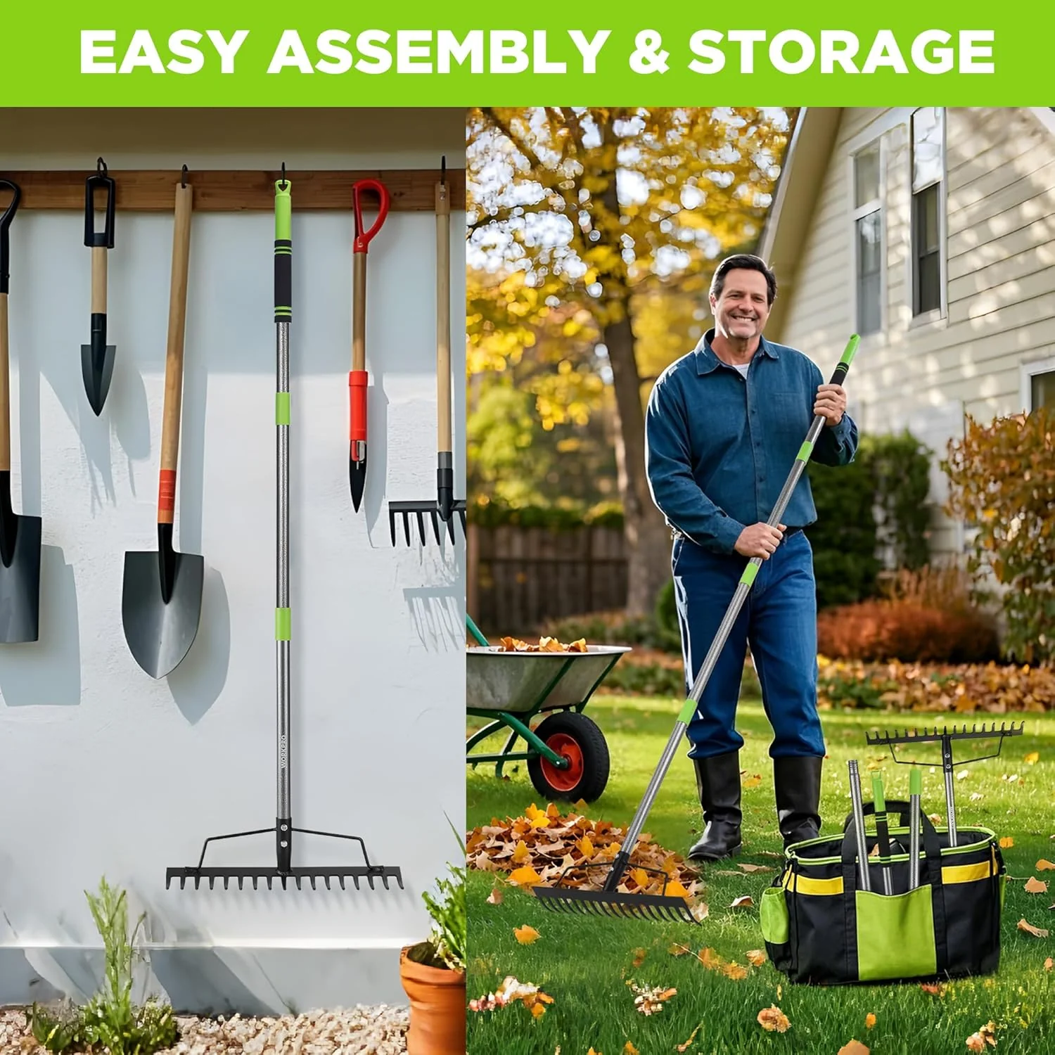 WORKPRO 65 Inch Bow Rake, 17 Tines Metal Head Rakes with Adjustable Handle | Heavy Duty Garden Rake with High Strength Handle for for Loosening Soil, Gathering Leaf, Leveling Lawn, Farming Land - Image 6
